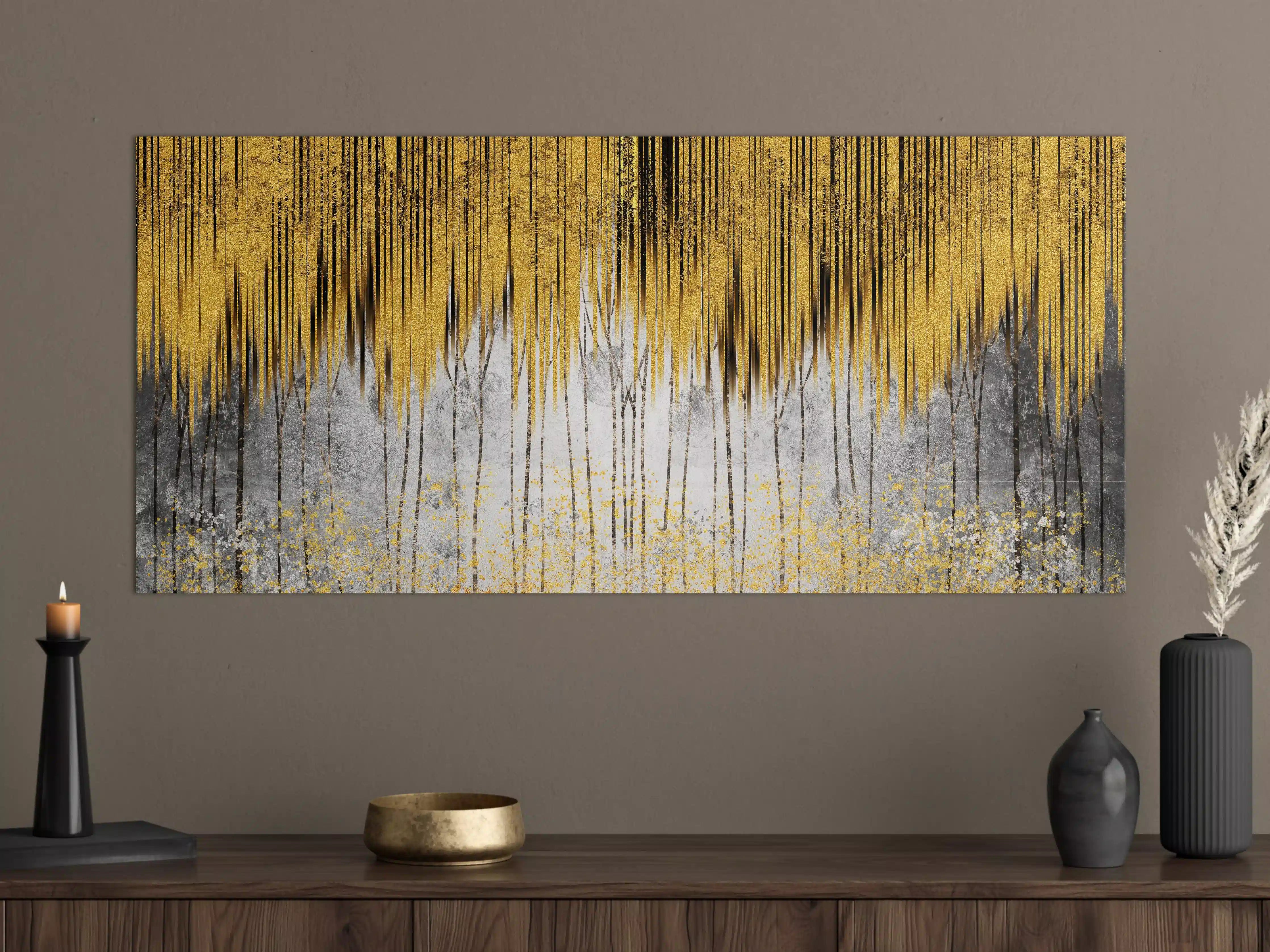 Große Wandbilder - Abstrakte Kunst Gold-Grau