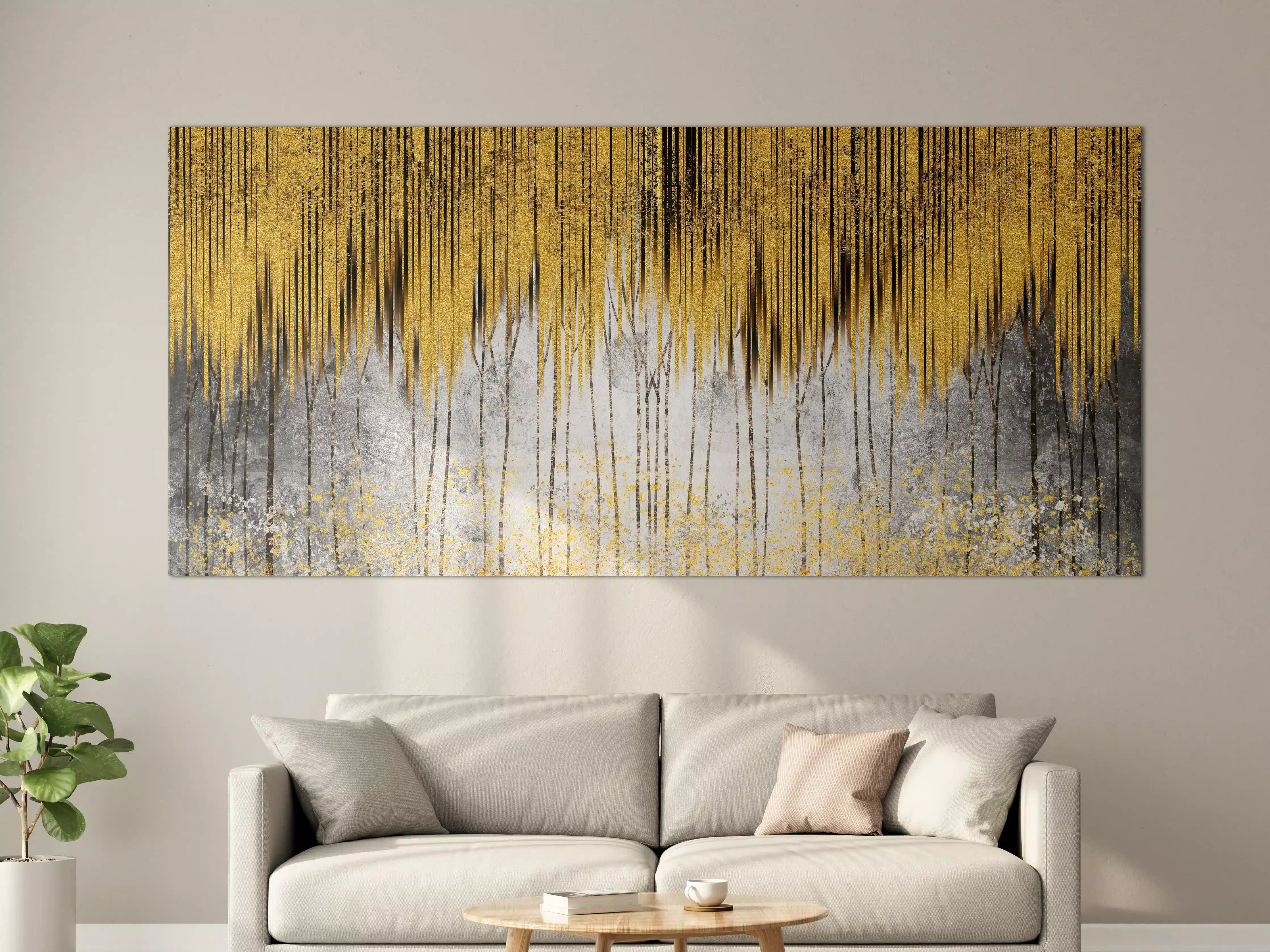 Große Wandbilder - Abstrakte Kunst Gold-Grau