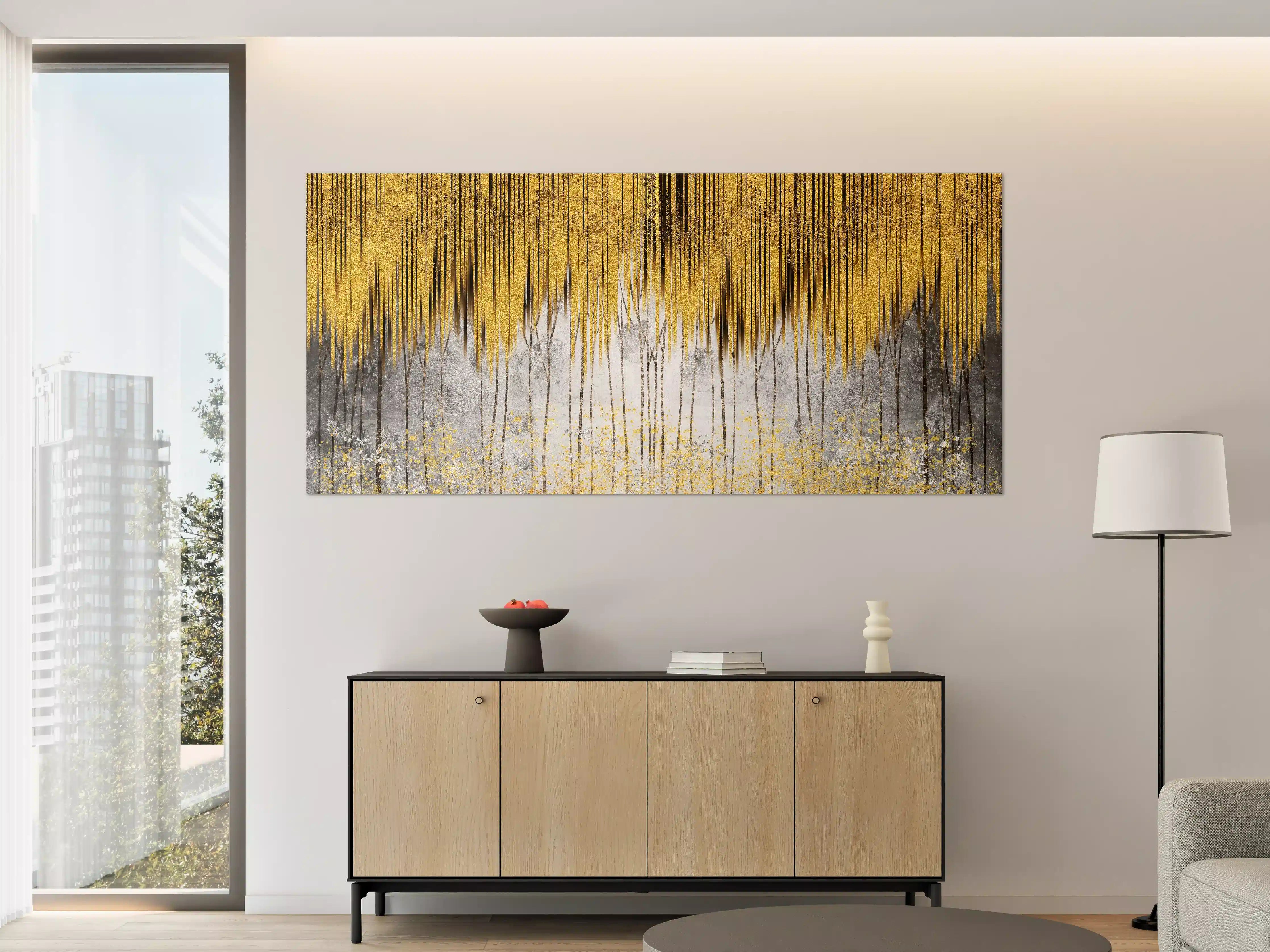 Große Wandbilder - Abstrakte Kunst Gold-Grau