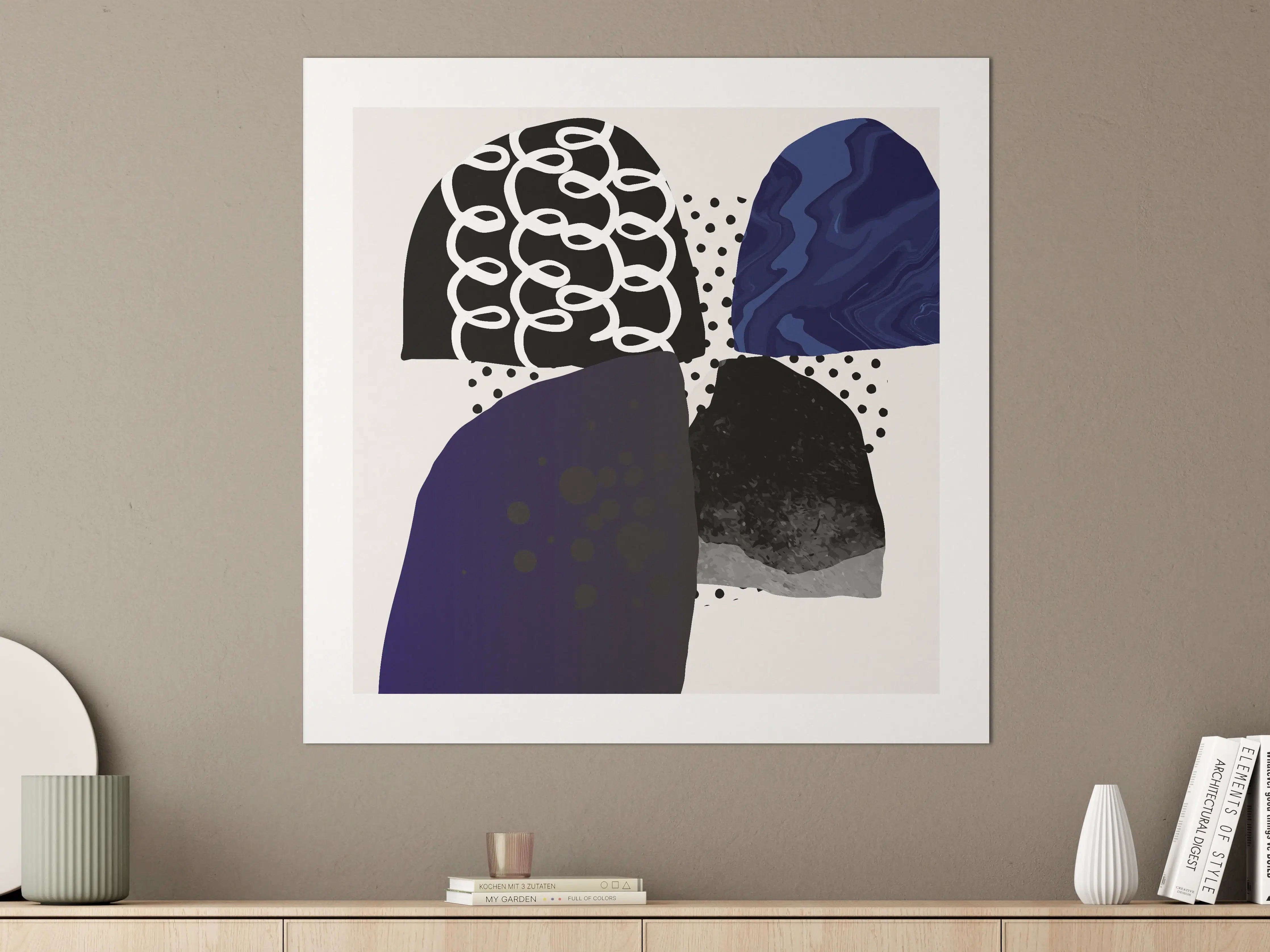 Große Wandbilder - Abstrakte Kunst in Blau und Schwarz