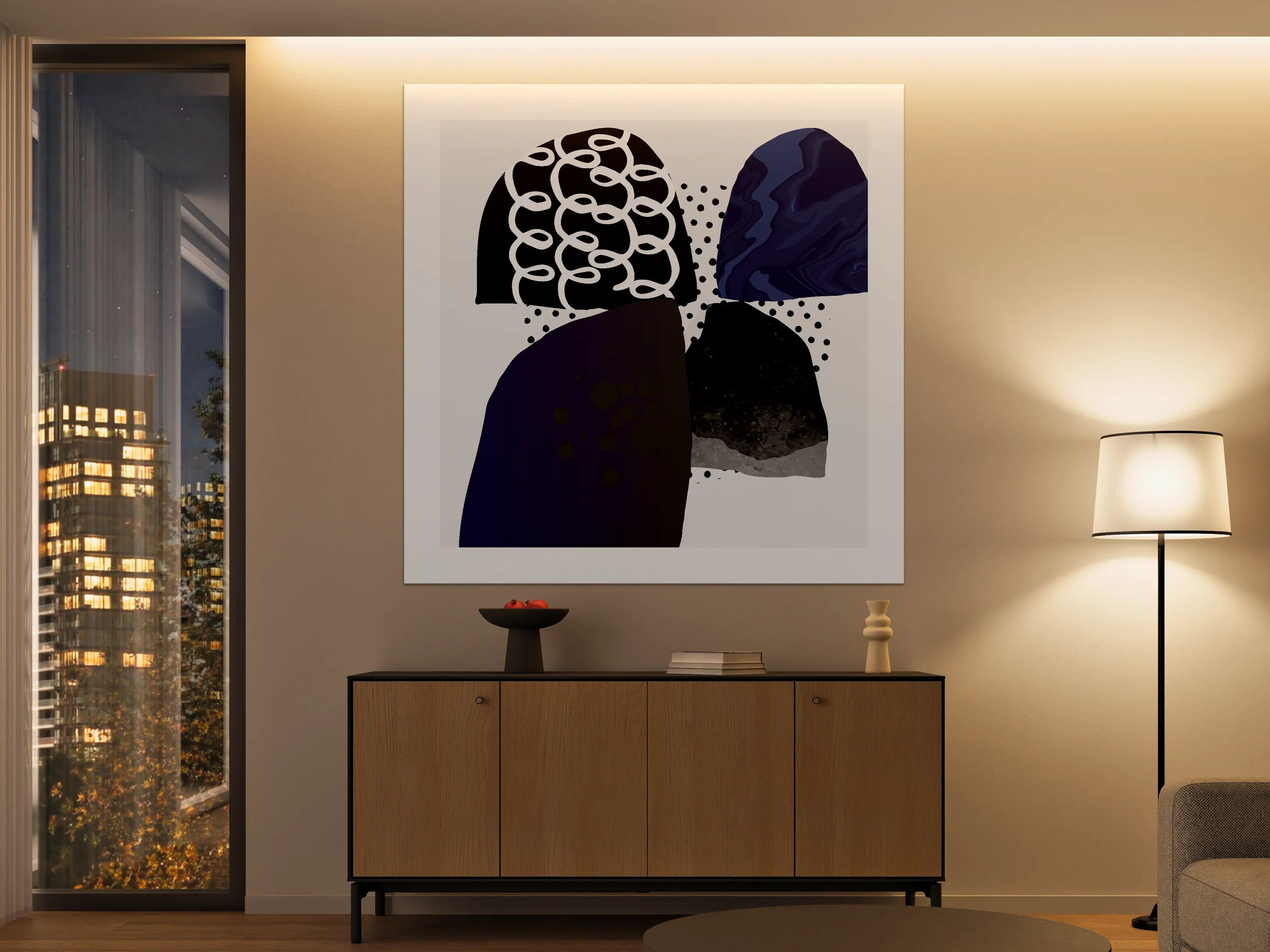 Große Wandbilder - Abstrakte Kunst in Blau und Schwarz