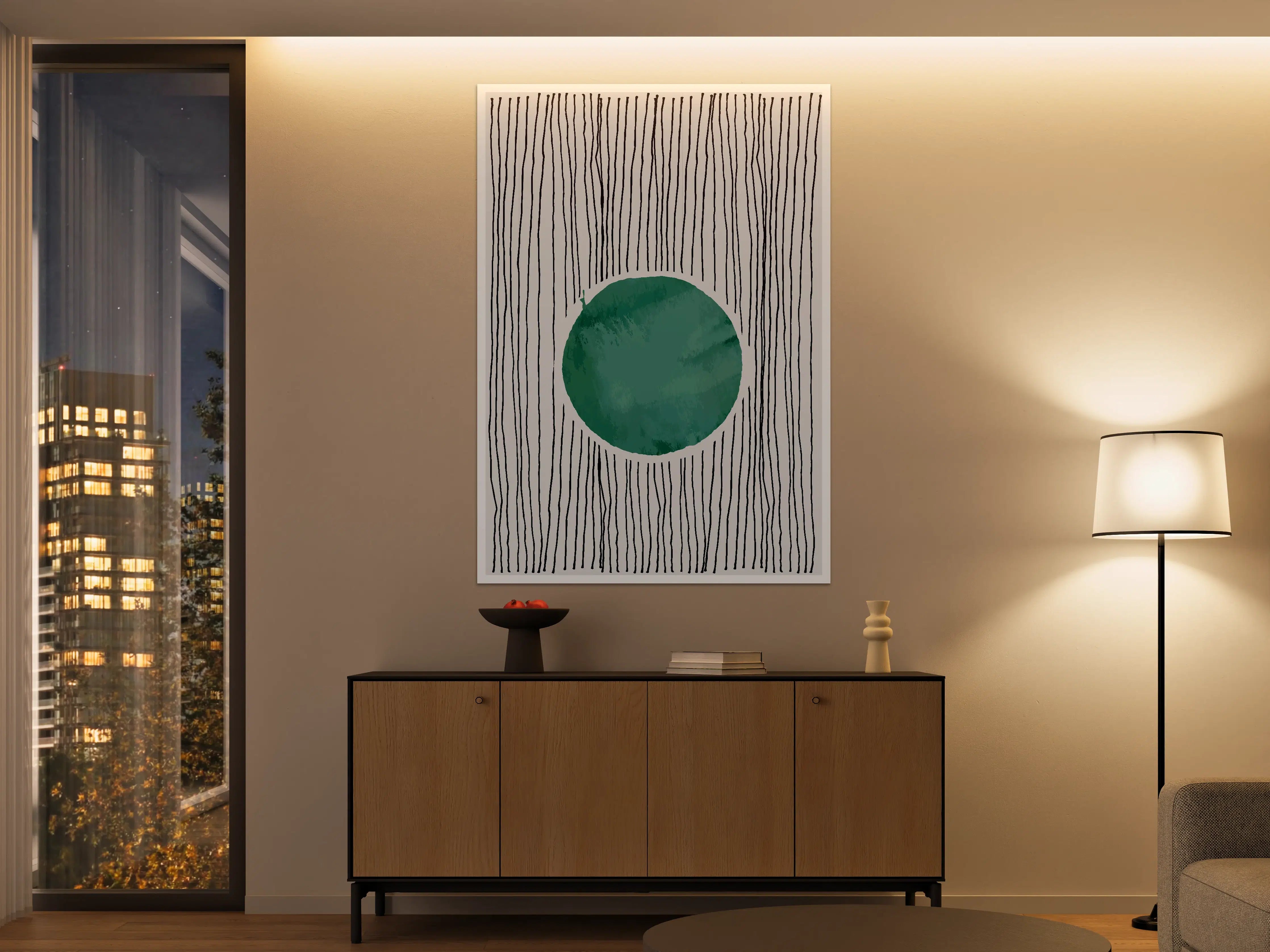 Große Wandbilder - Abstrakte Kunst mit grünem Kreis