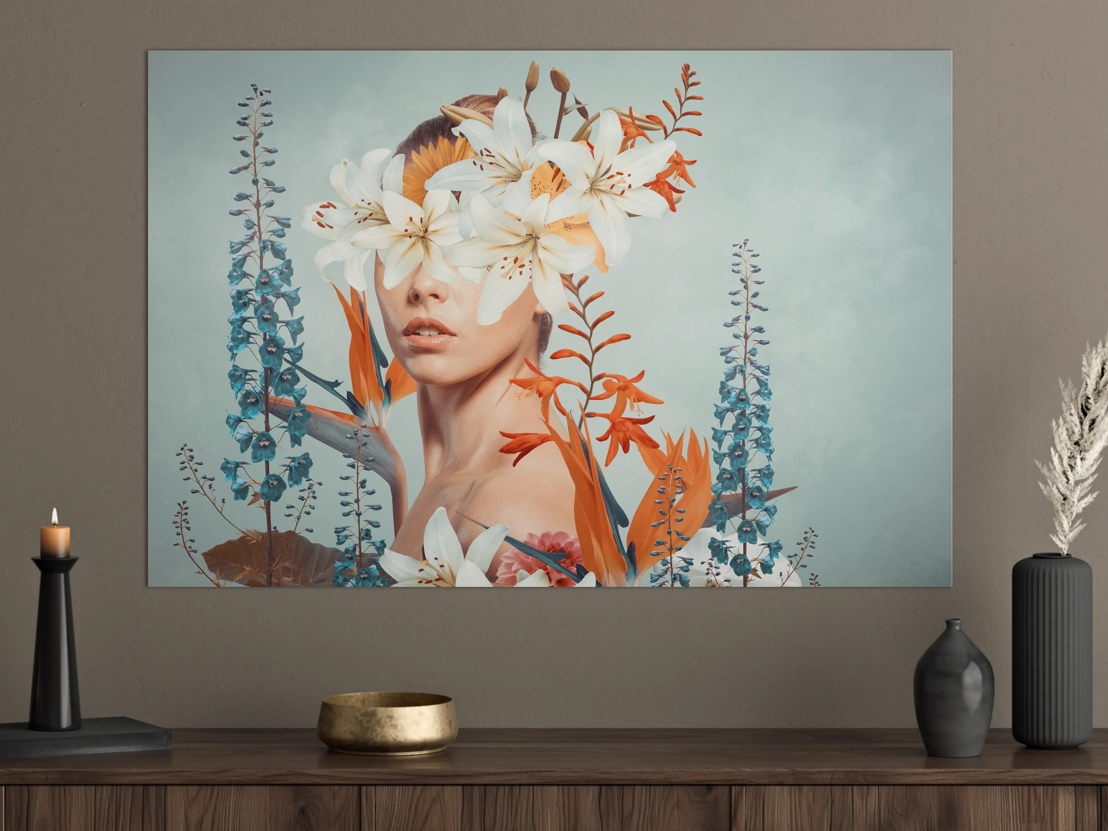 Große Wandbilder - Abstrakte Kunstcollage einer jungen Frau