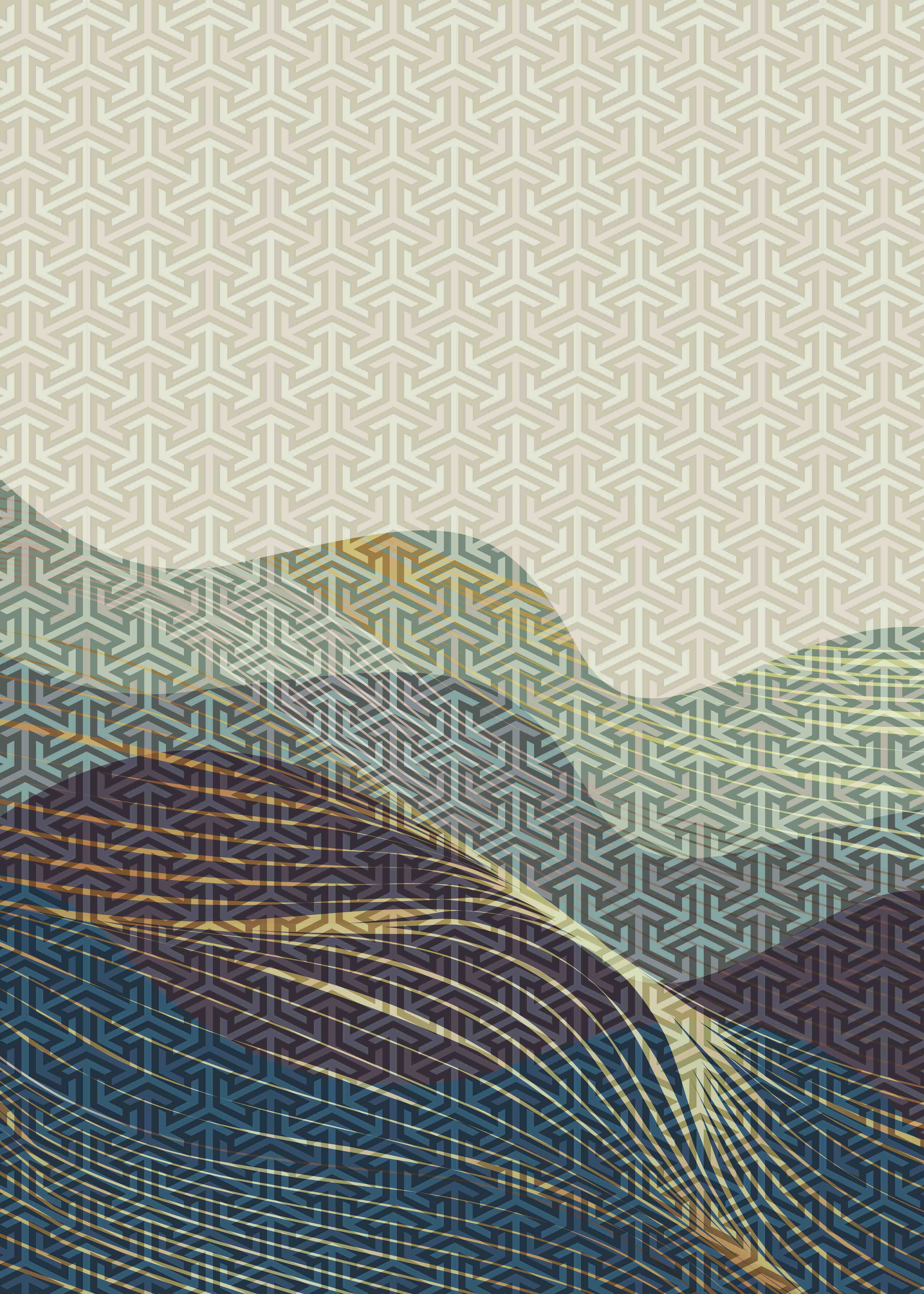 Große Wandbilder-Abstrakte Landschaft mit geometrischen Mustern