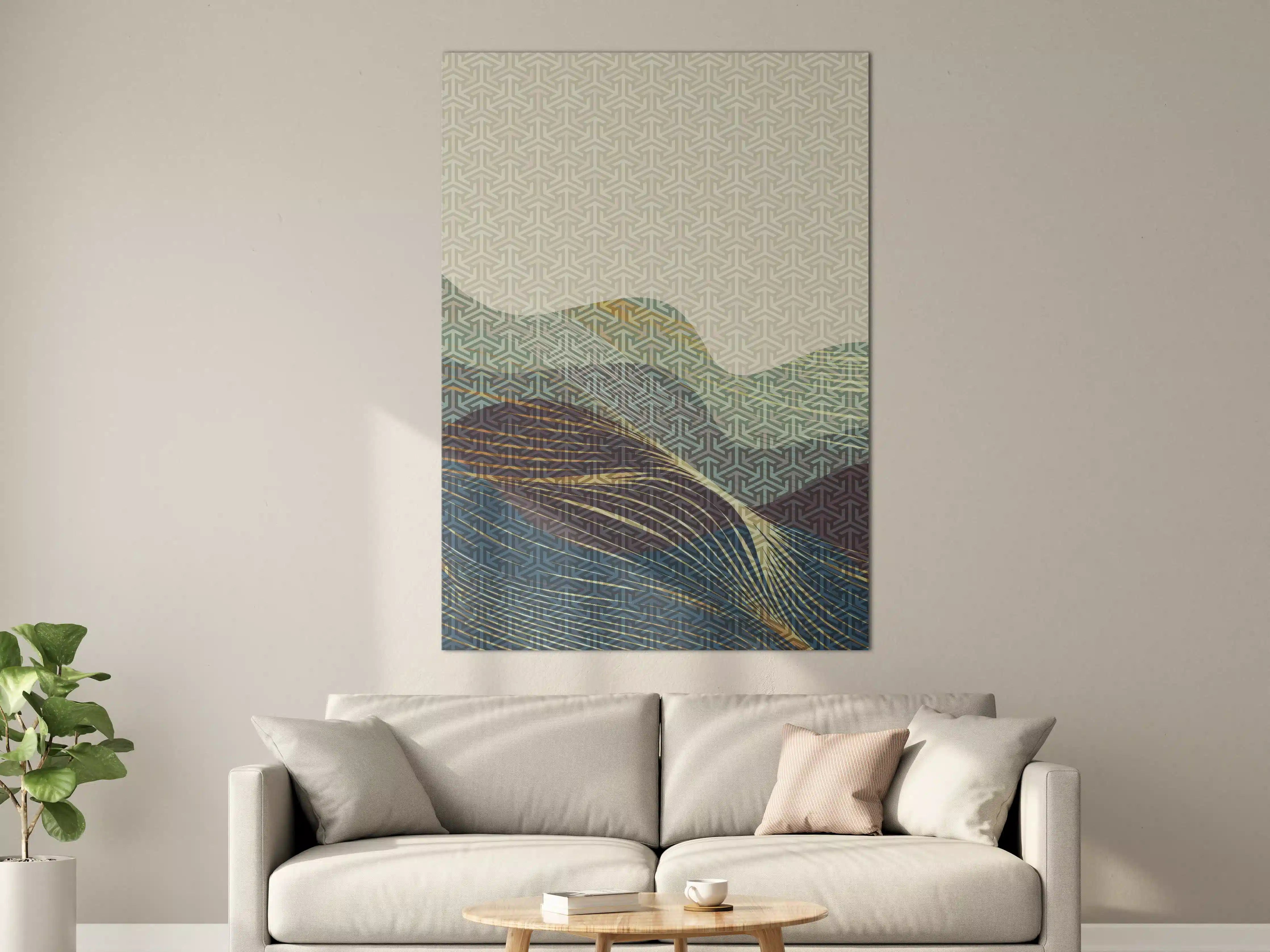 Große Wandbilder - Abstrakte Landschaft mit geometrischen Mustern