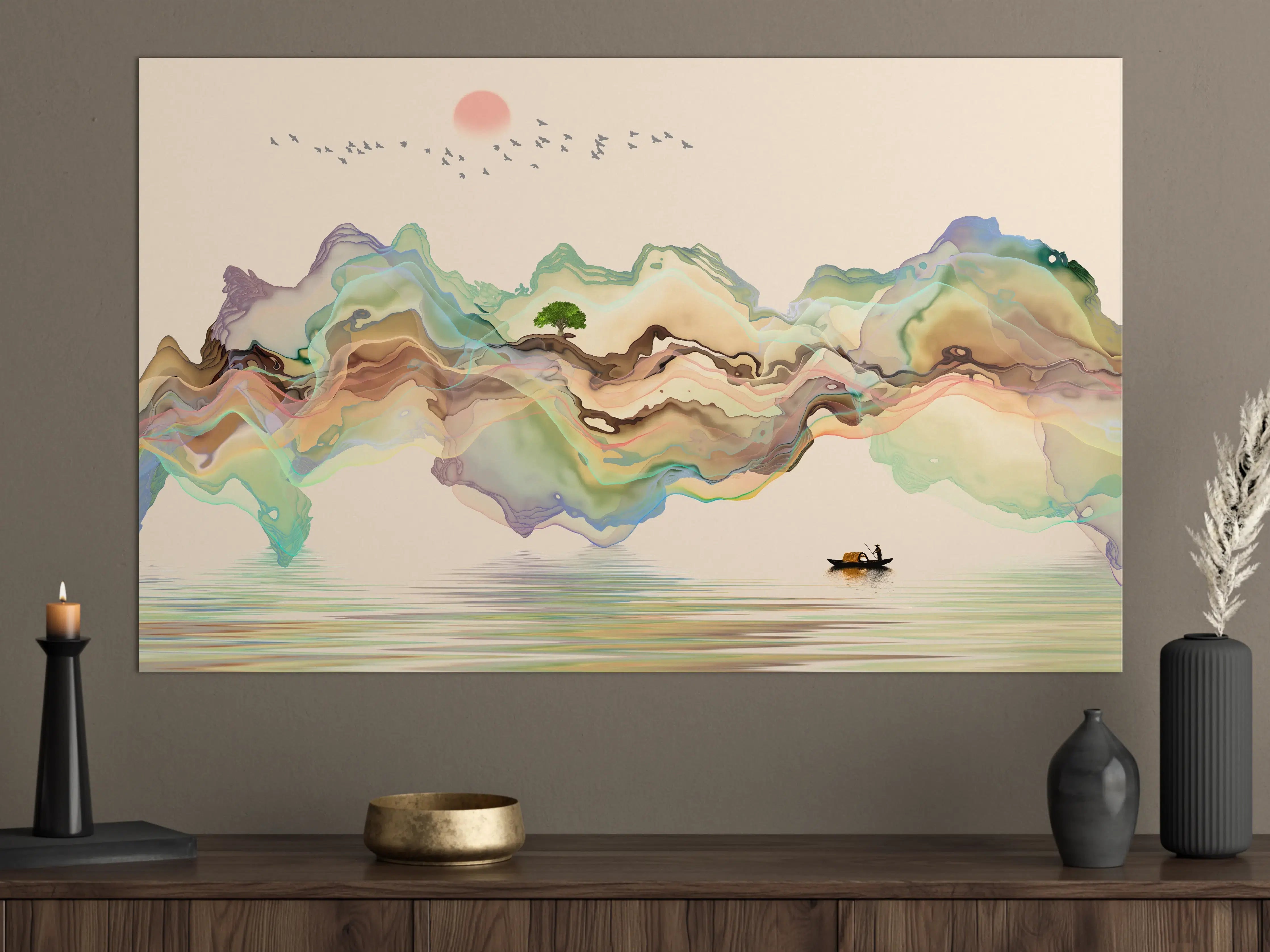 Große Wandbilder - Abstrakte Landschafts Illustration