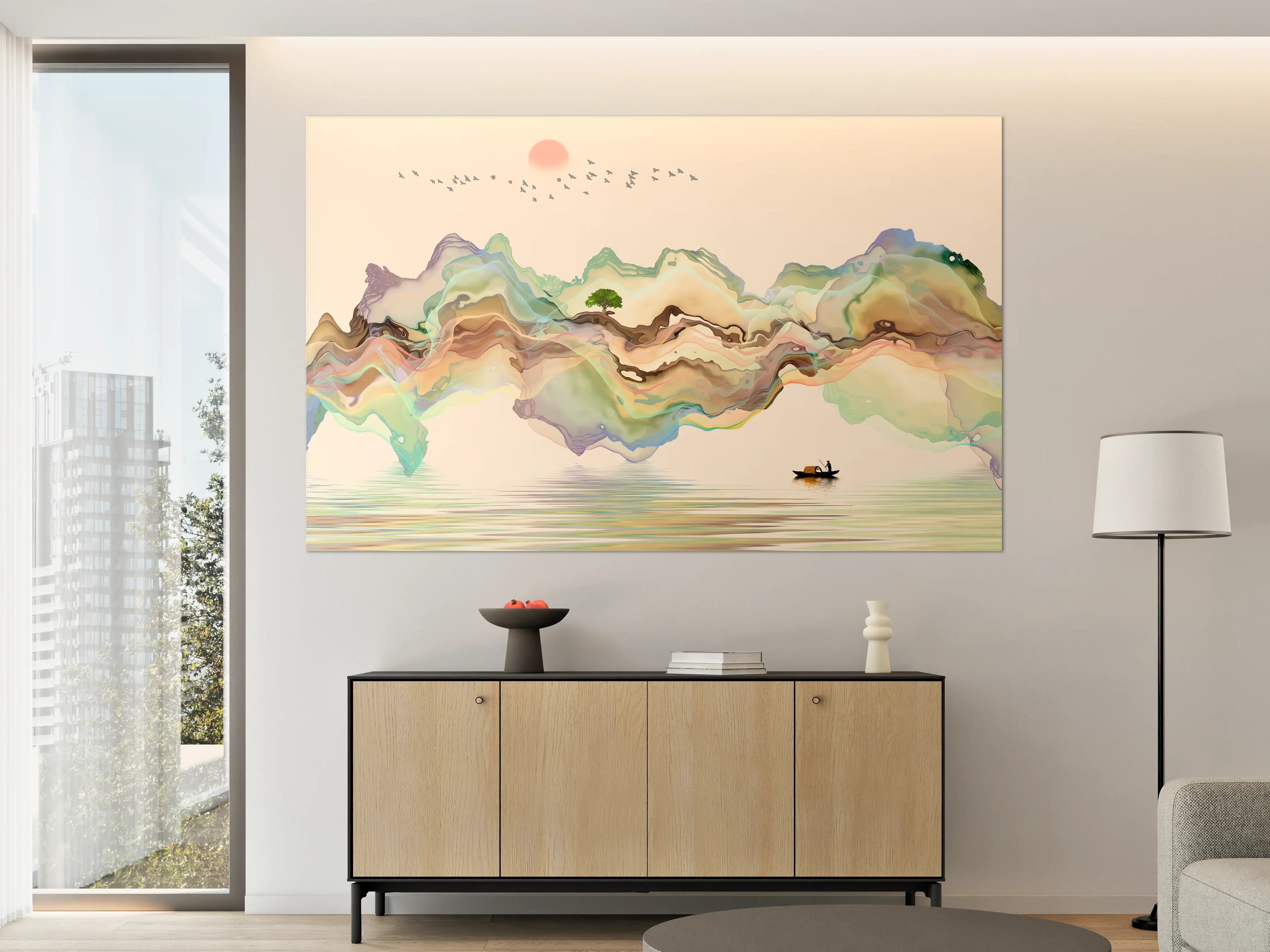 Große Wandbilder - Abstrakte Landschafts Illustration