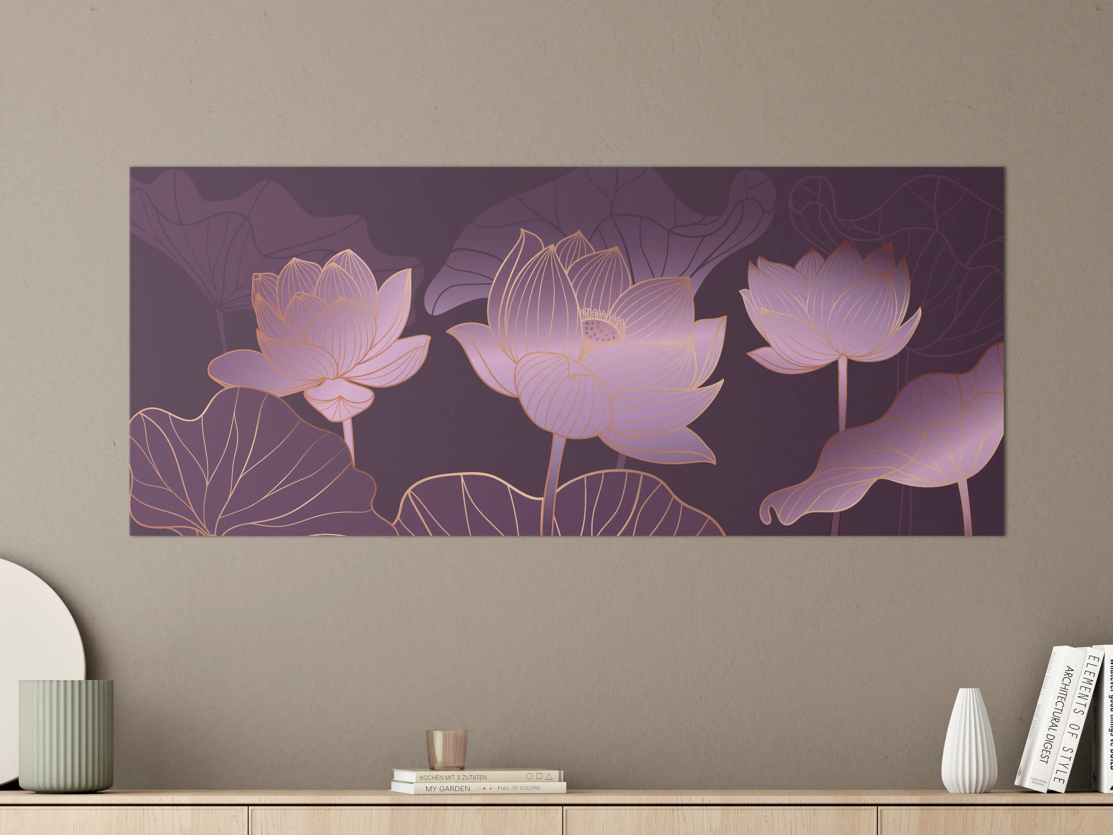Große Wandbilder - Abstrakte Lila Lotus Illustration