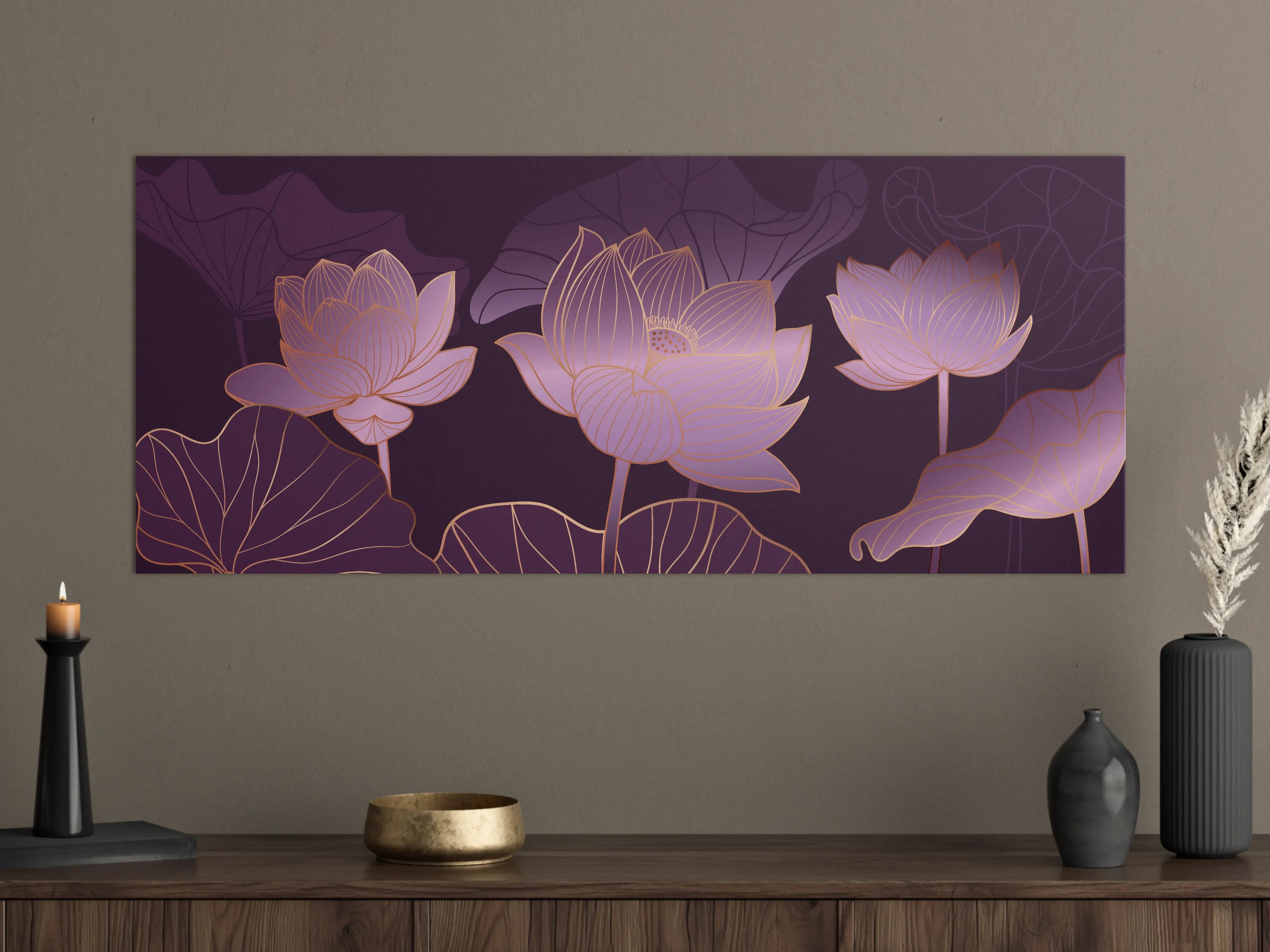 Große Wandbilder - Abstrakte Lila Lotus Illustration
