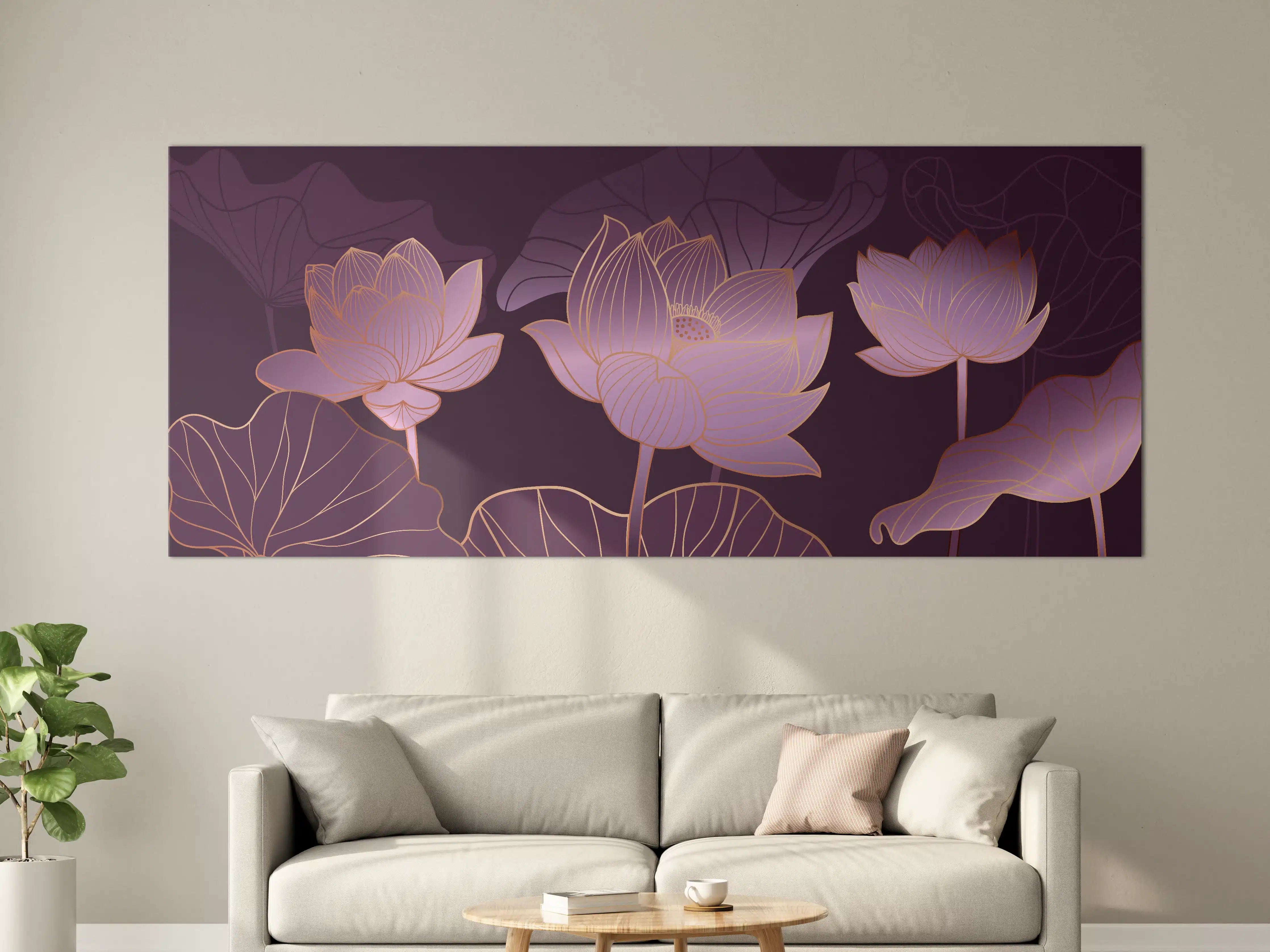 Große Wandbilder - Abstrakte Lila Lotus Illustration