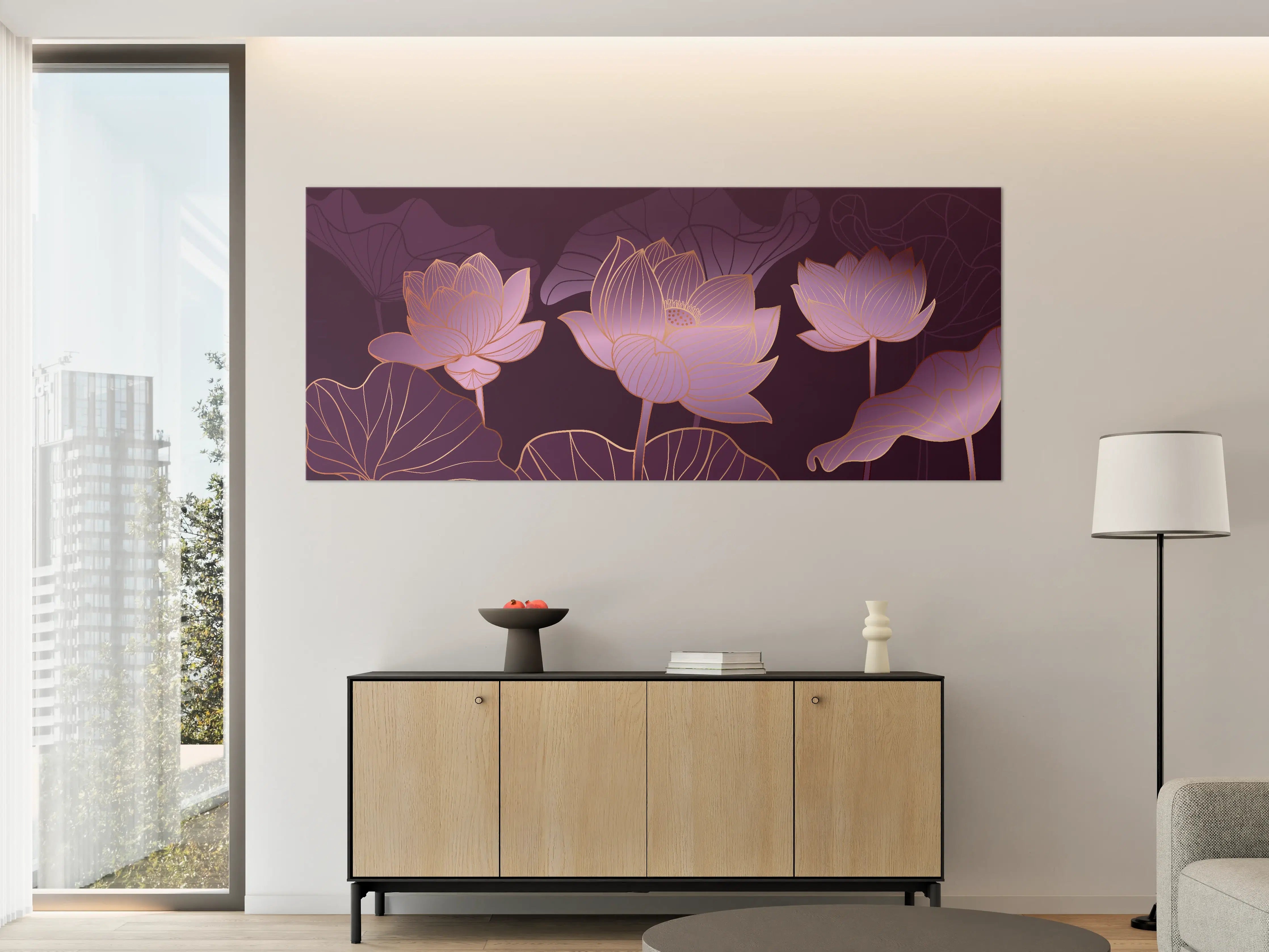 Große Wandbilder - Abstrakte Lila Lotus Illustration