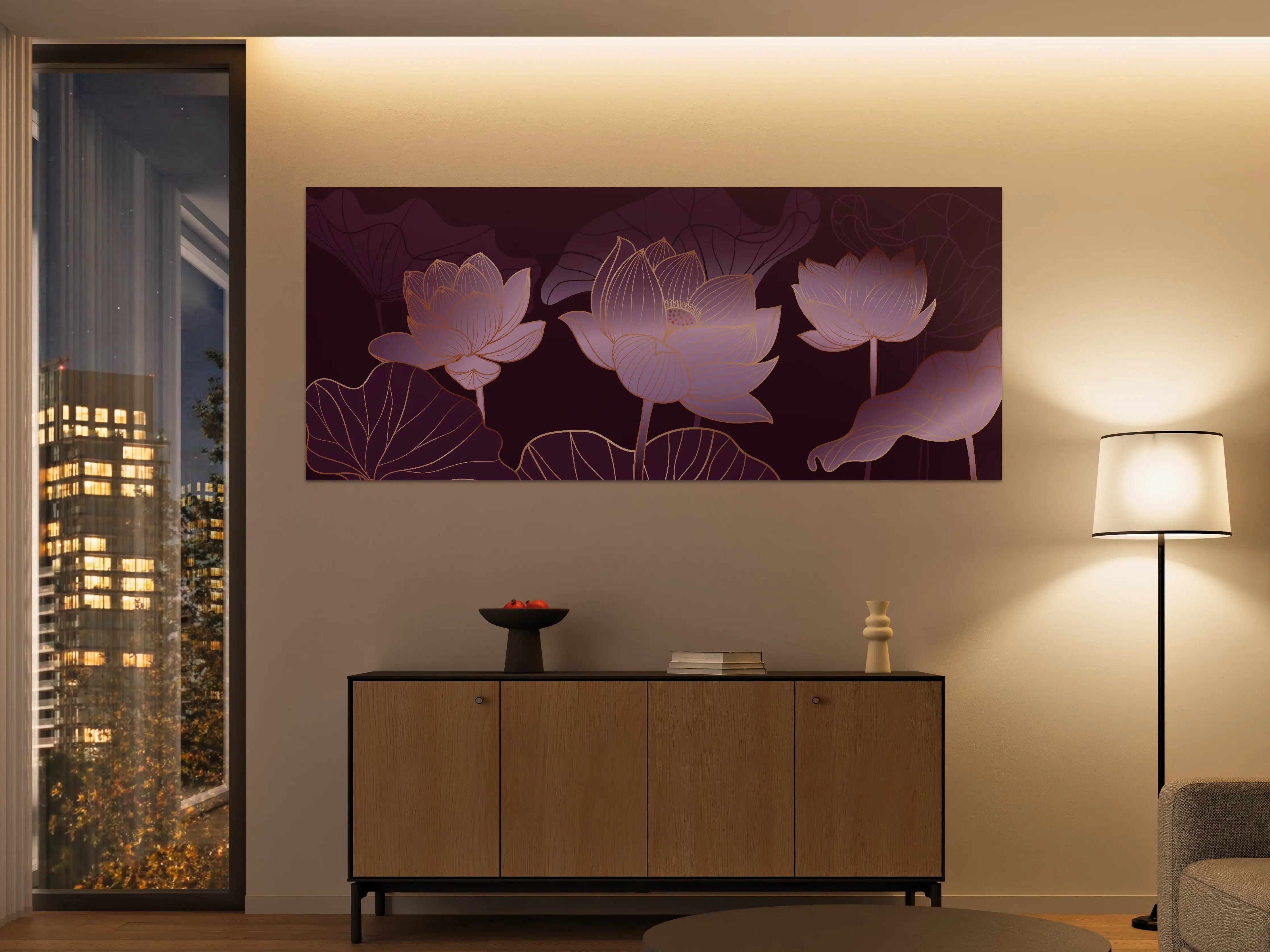 Große Wandbilder - Abstrakte Lila Lotus Illustration