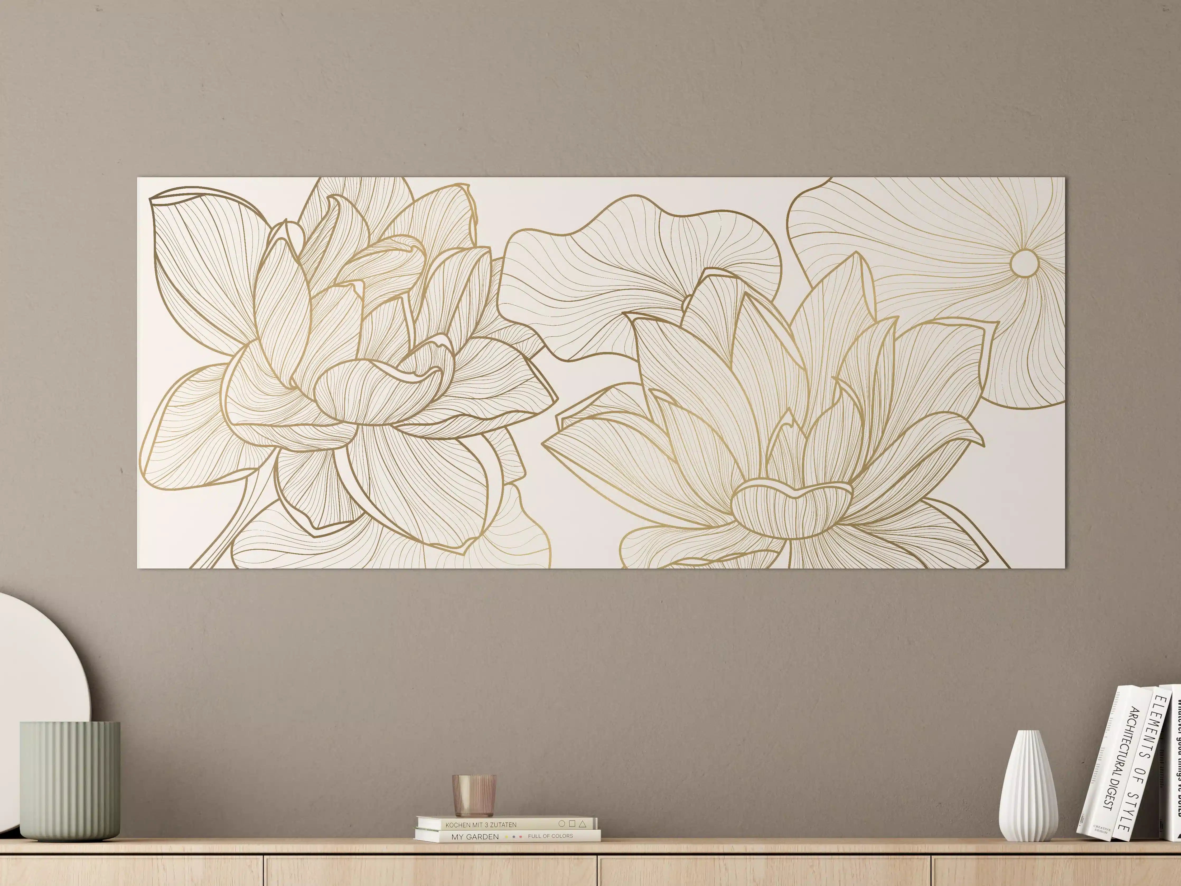 Große Wandbilder - Abstrakte Linien Blumenillustration