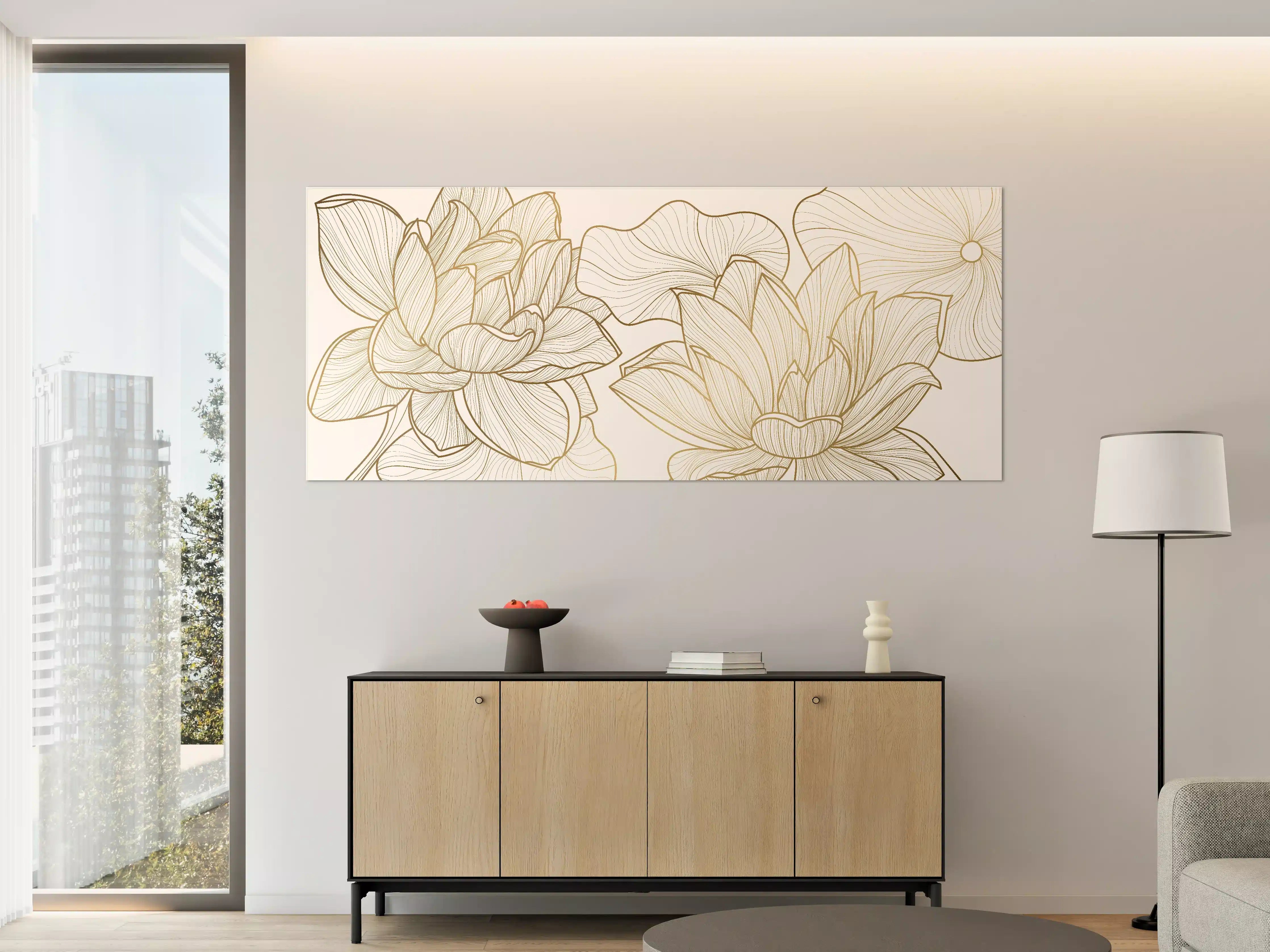 Große Wandbilder - Abstrakte Linien Blumenillustration