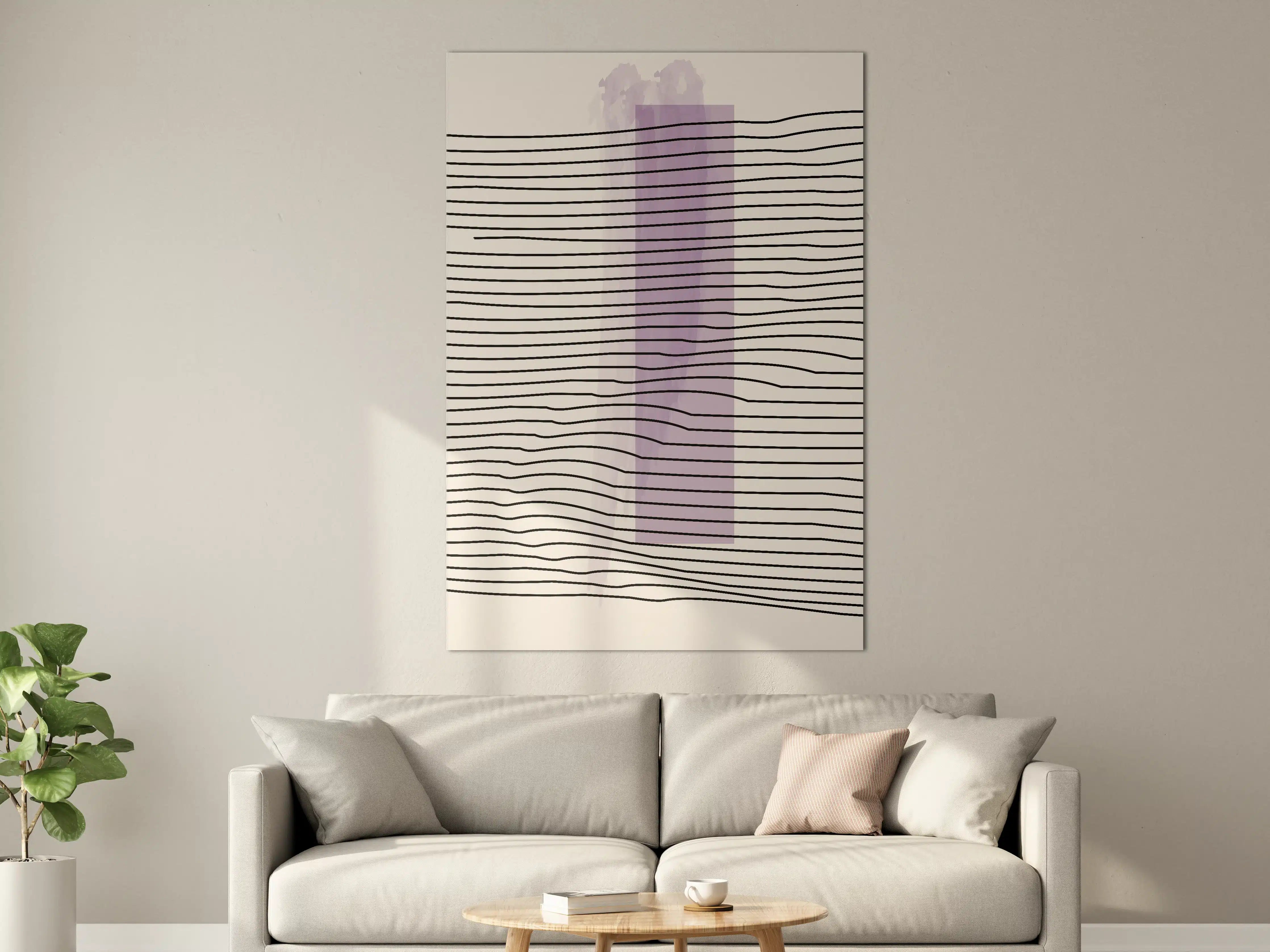 Große Wandbilder - Abstrakte Linienkunst auf neutralem Hintergrund