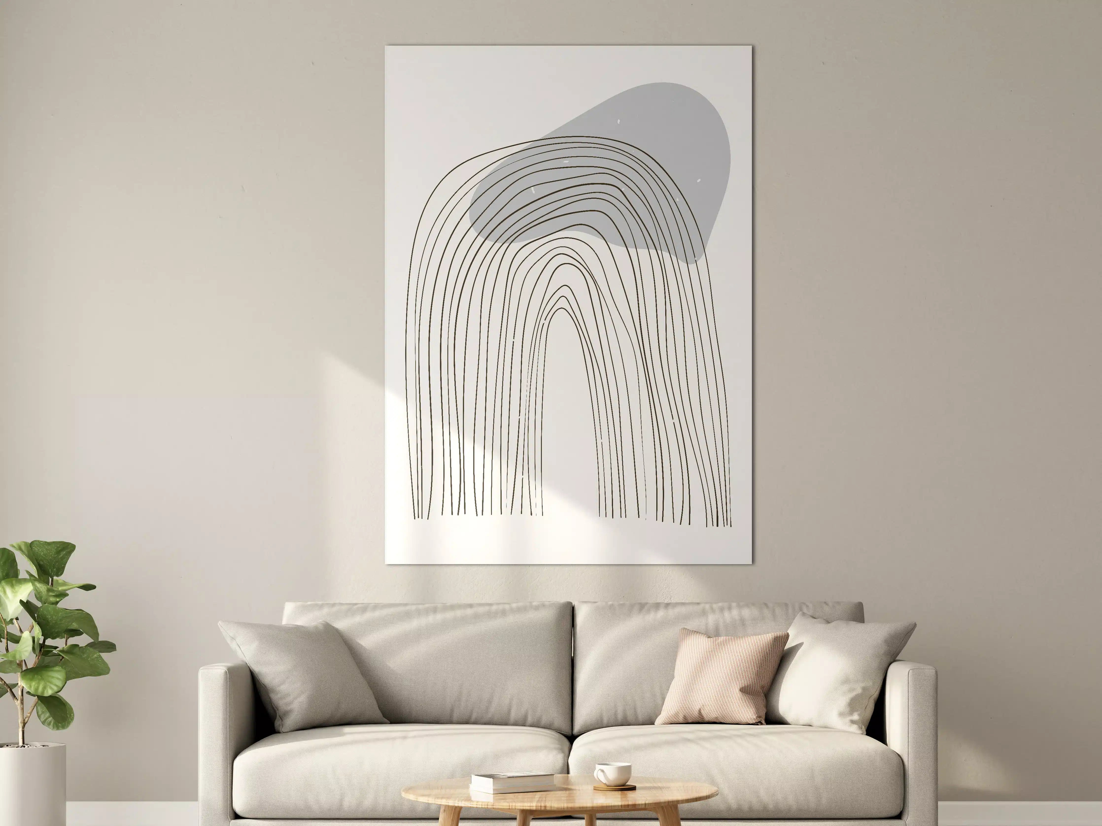 Große Wandbilder - Abstrakte Linienkunst in Grau und Schwarz