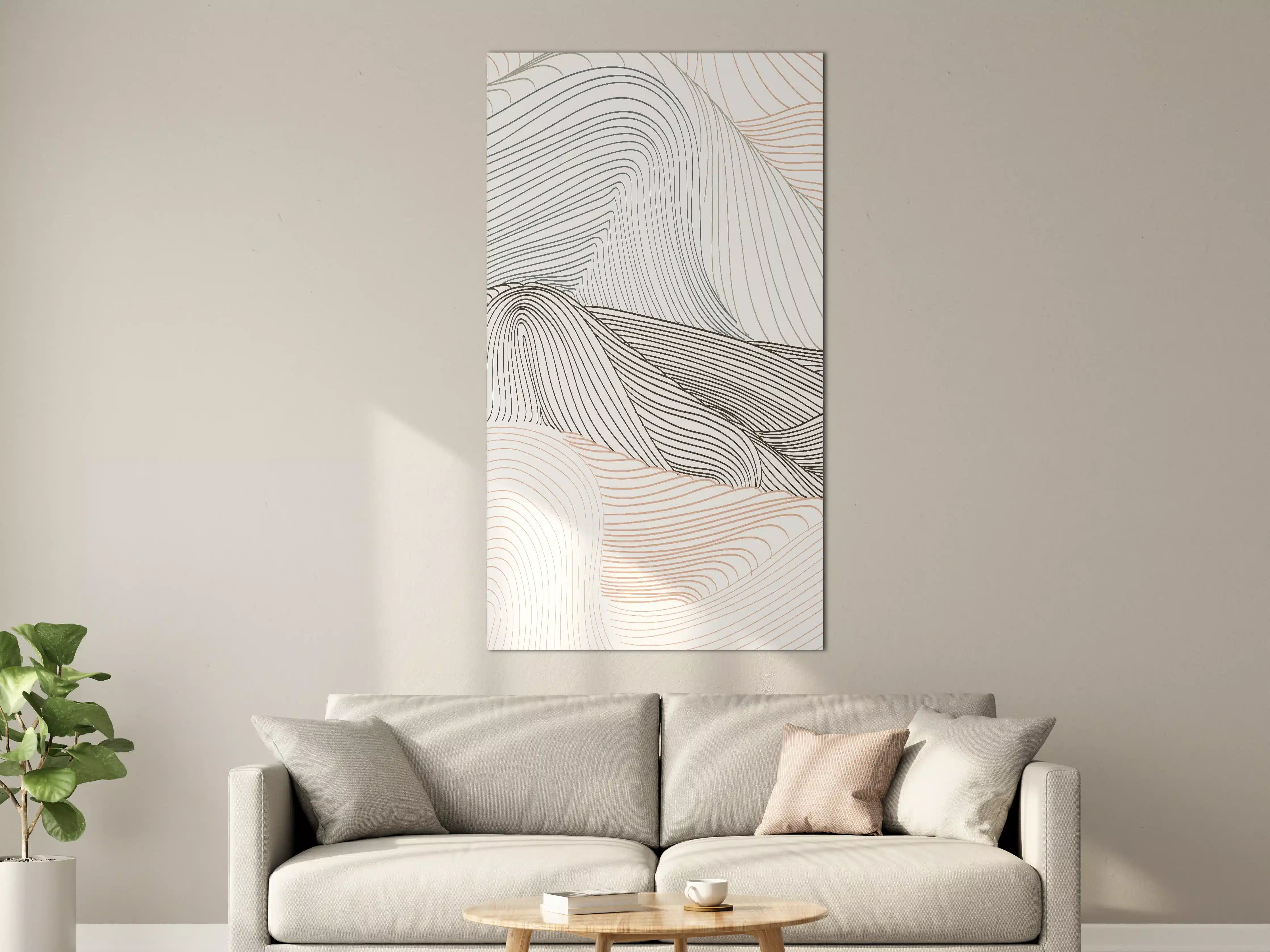 Große Wandbilder - Abstrakte Linienlandschaft in Schwarz-Weiß
