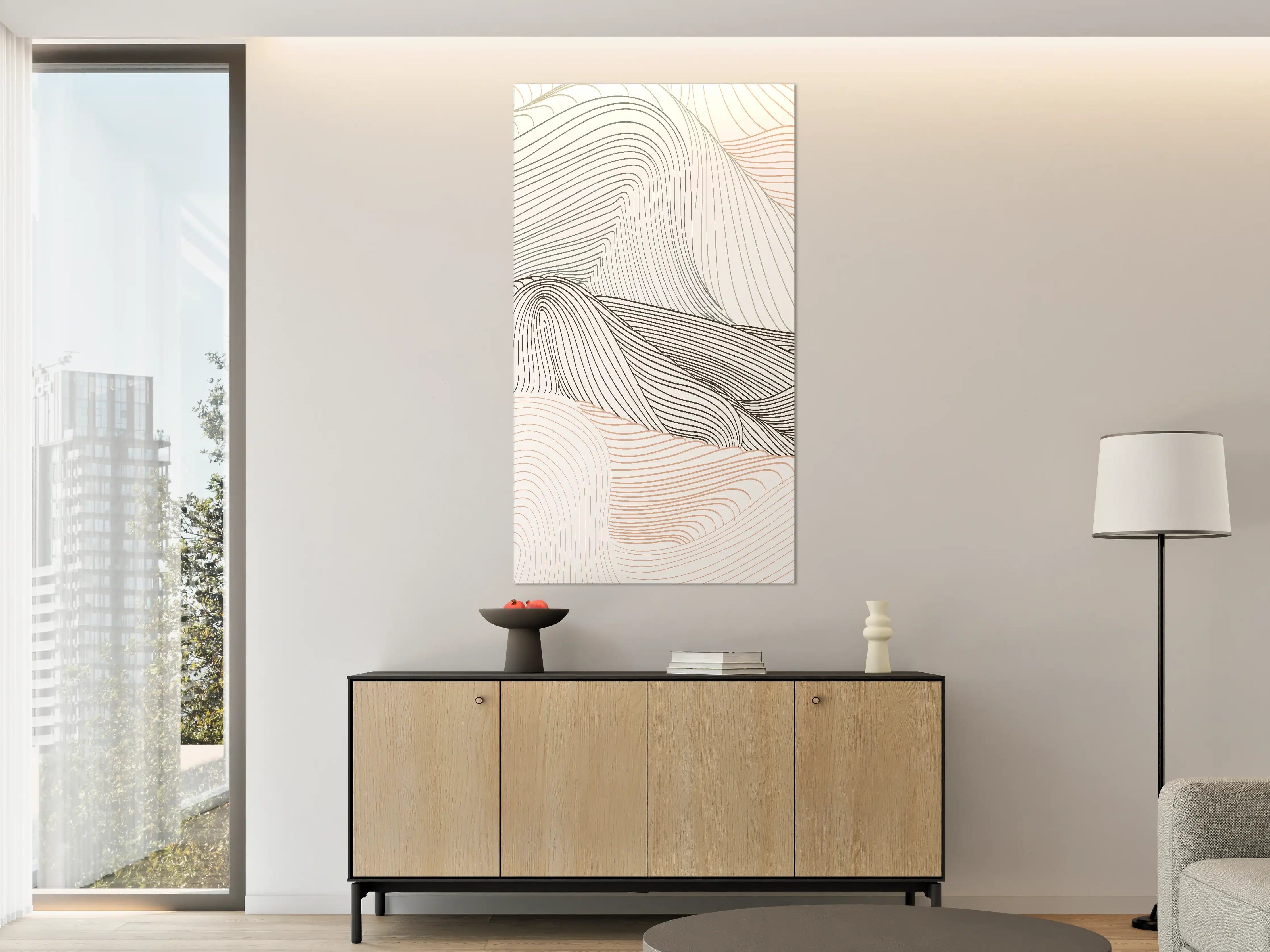 Große Wandbilder - Abstrakte Linienlandschaft in Schwarz-Weiß