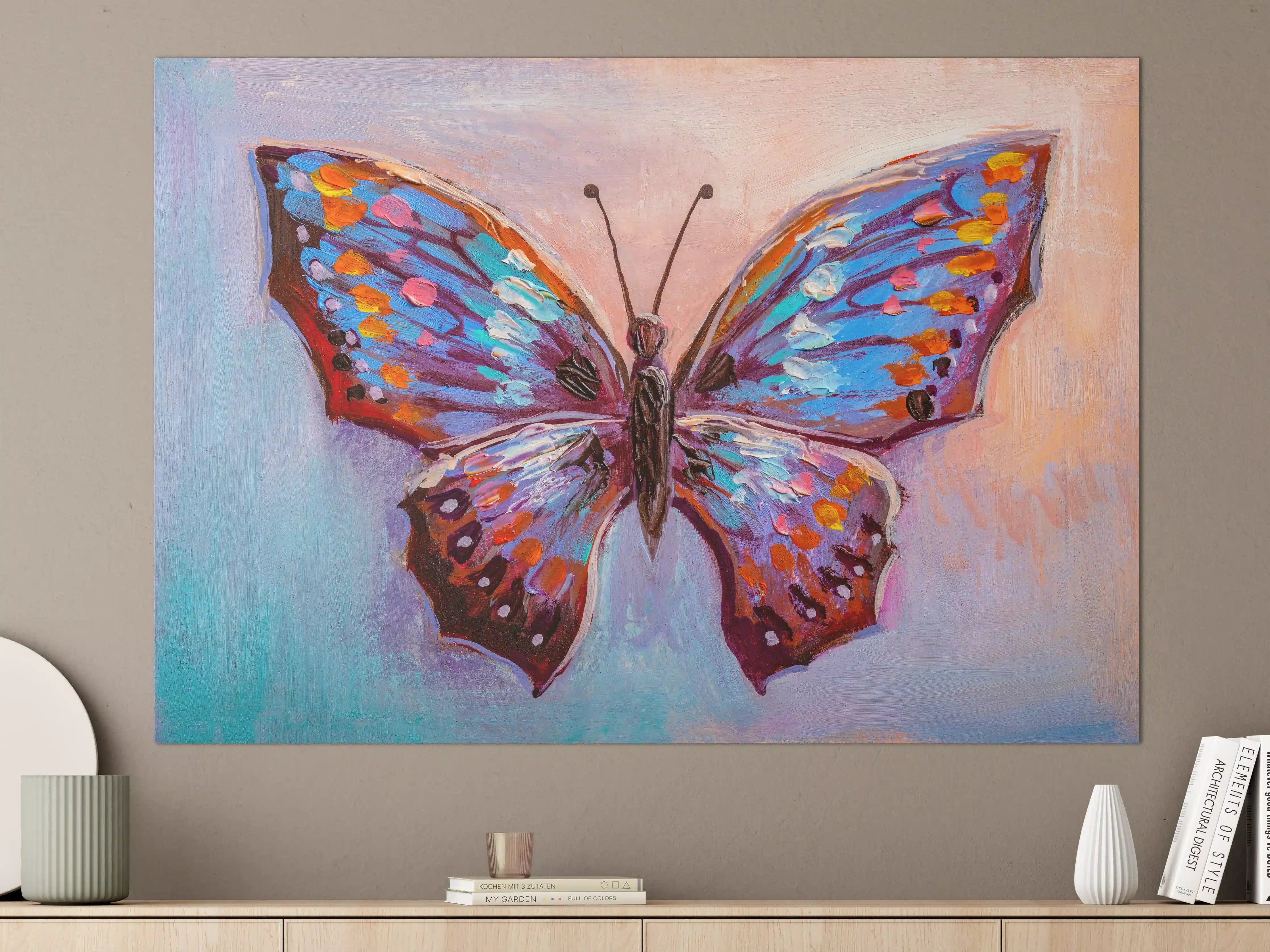 Große Wandbilder - Abstrakte Malerei bunter Schmetterling