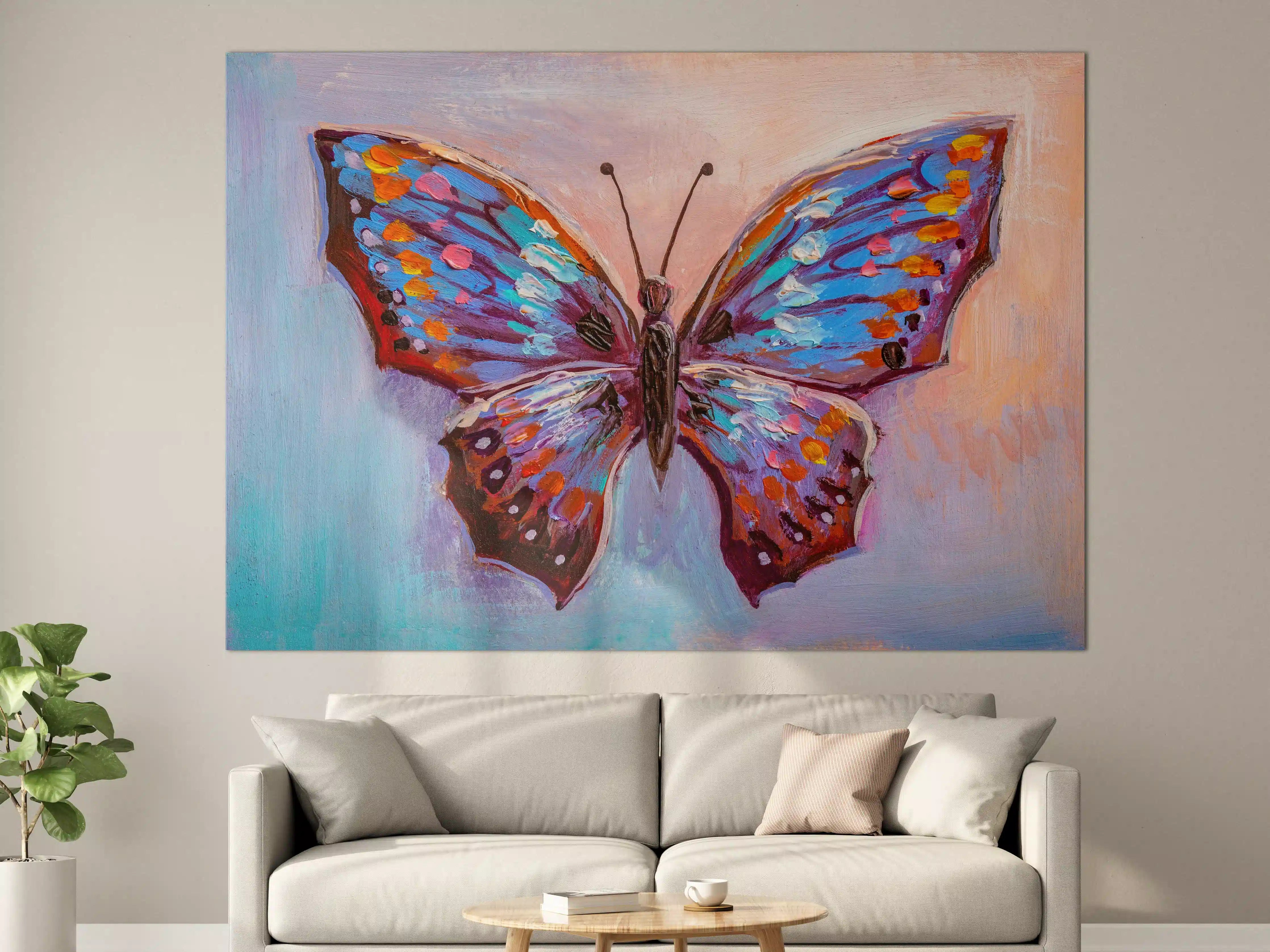Große Wandbilder - Abstrakte Malerei bunter Schmetterling