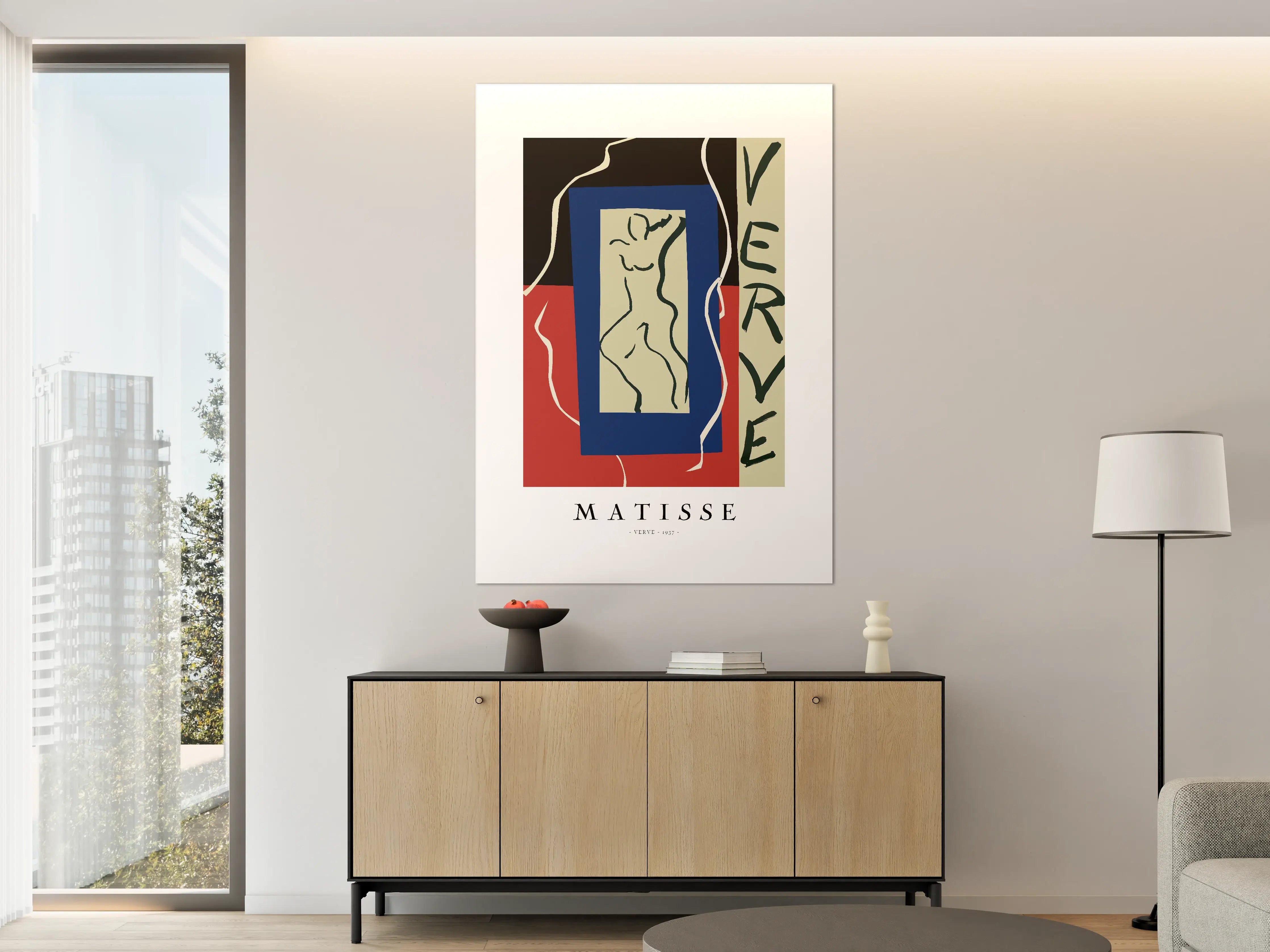 Große Wandbilder - Abstrakte Matisse-Collage in Schwarz, Rot und Blau