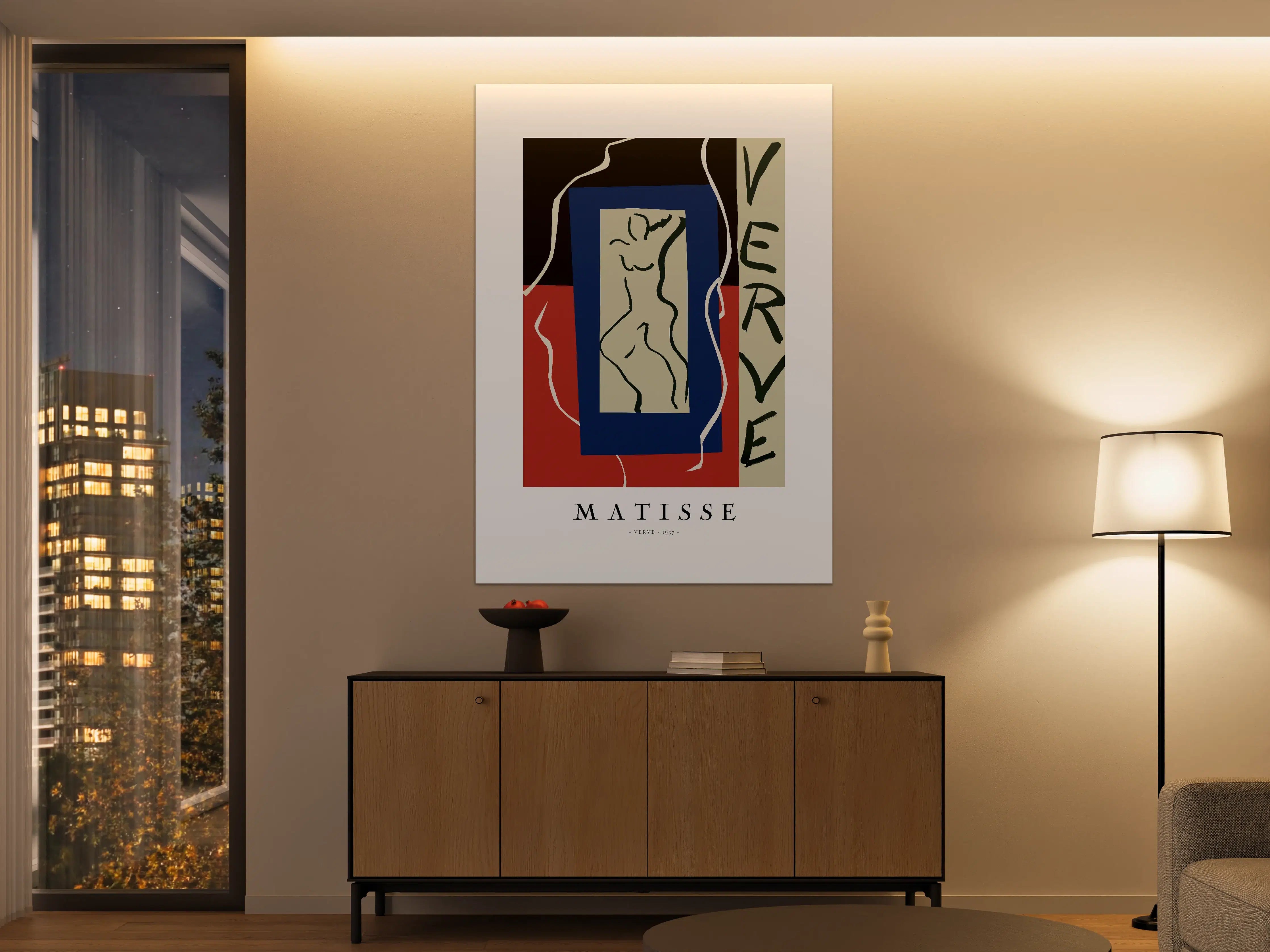 Große Wandbilder - Abstrakte Matisse-Collage in Schwarz, Rot und Blau