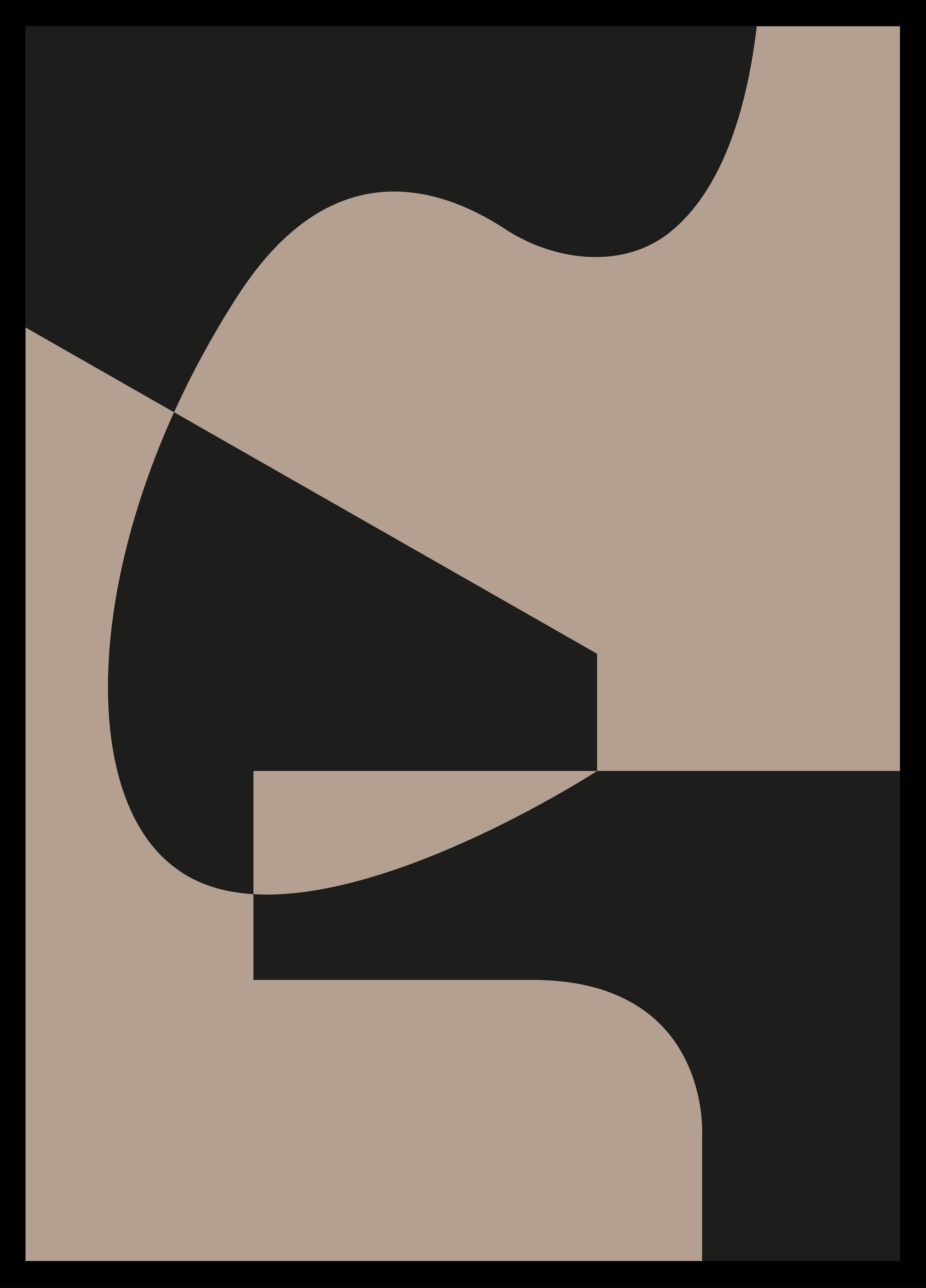 Große Wandbilder-Abstrakte Multi-Form Grafik in Beige und Schwarz