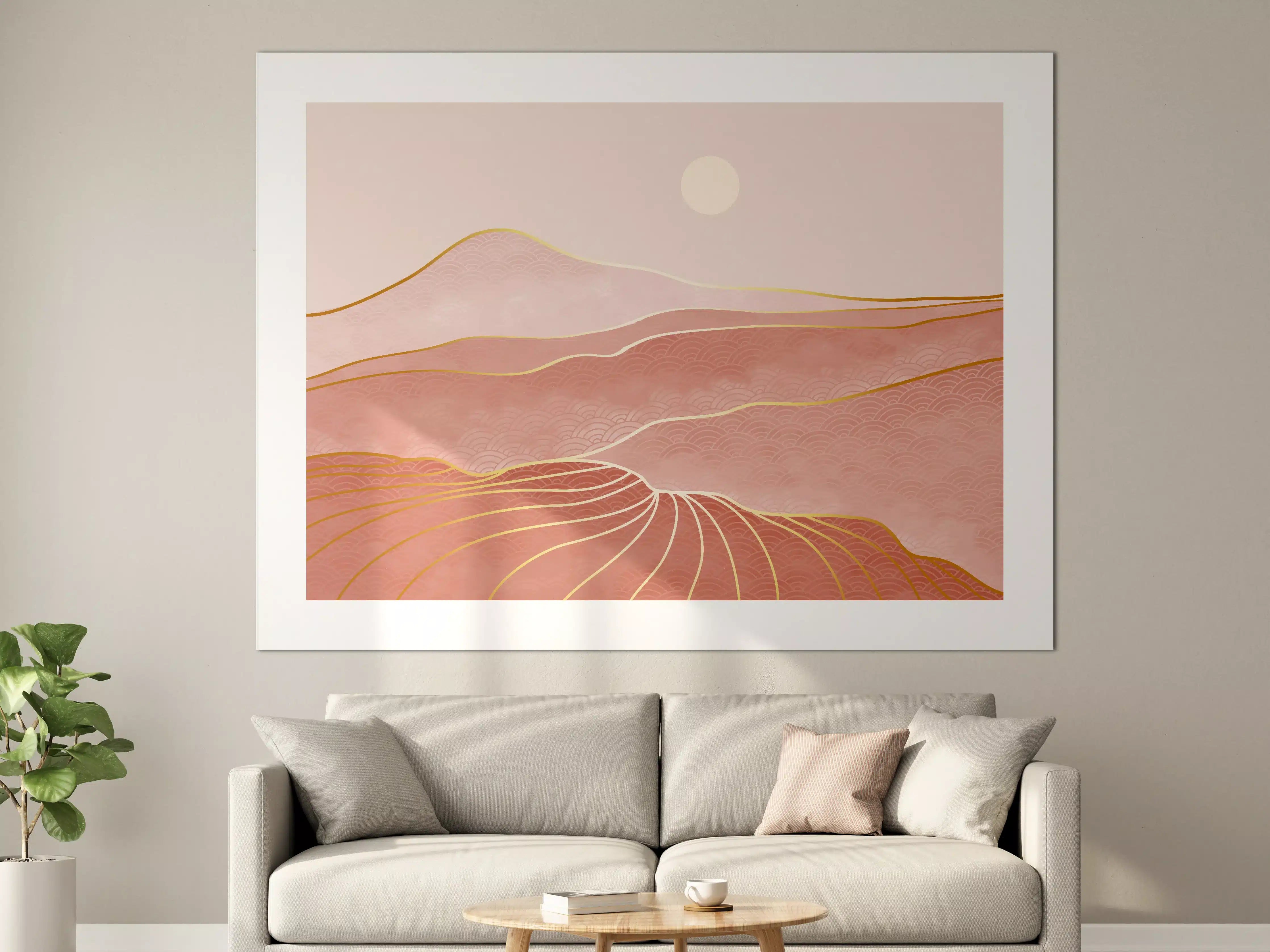 Große Wandbilder - Abstrakte Sanddünen Linienkunst