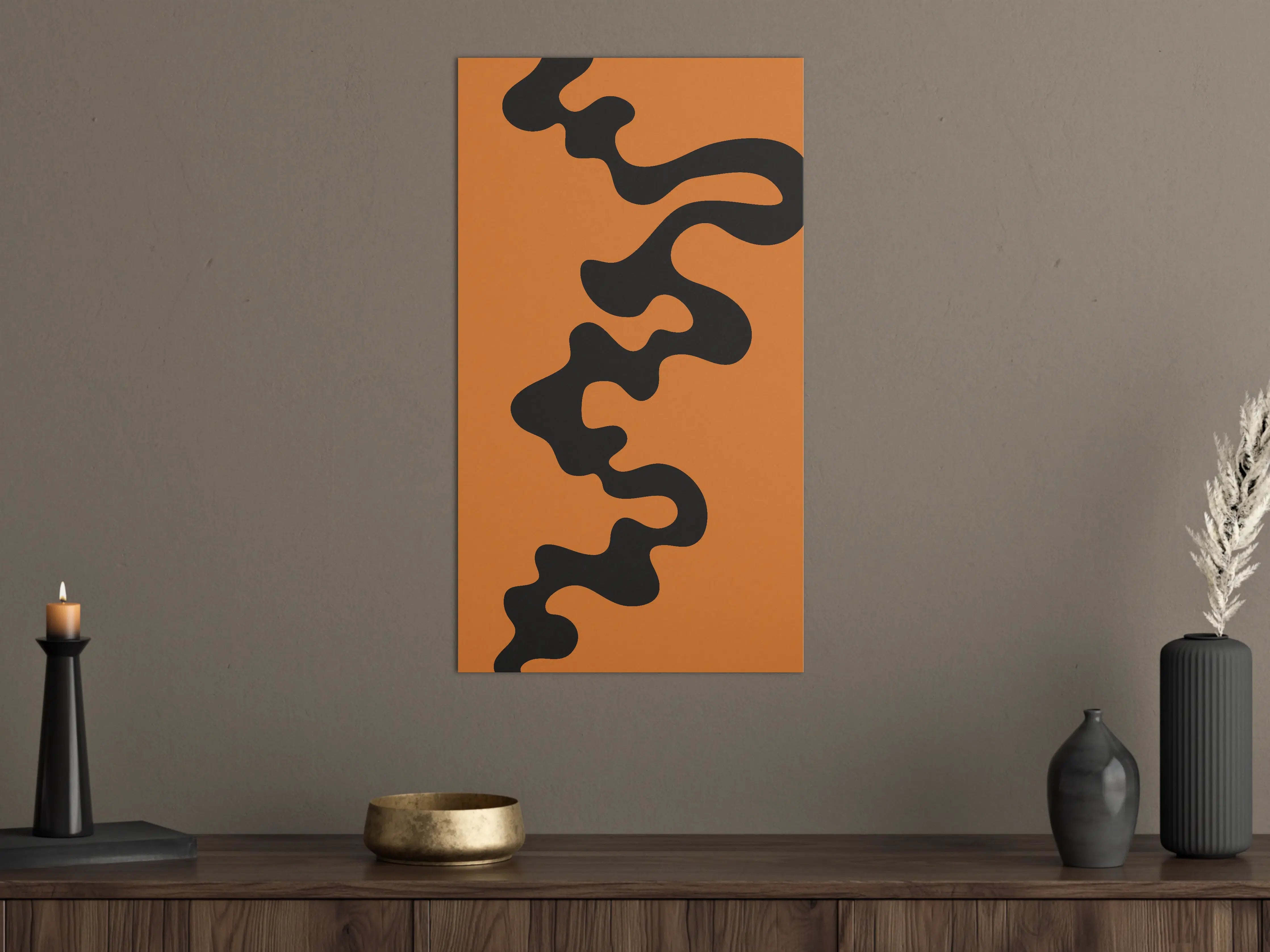 Große Wandbilder - Abstrakte Schwarz-Orange-Formen
