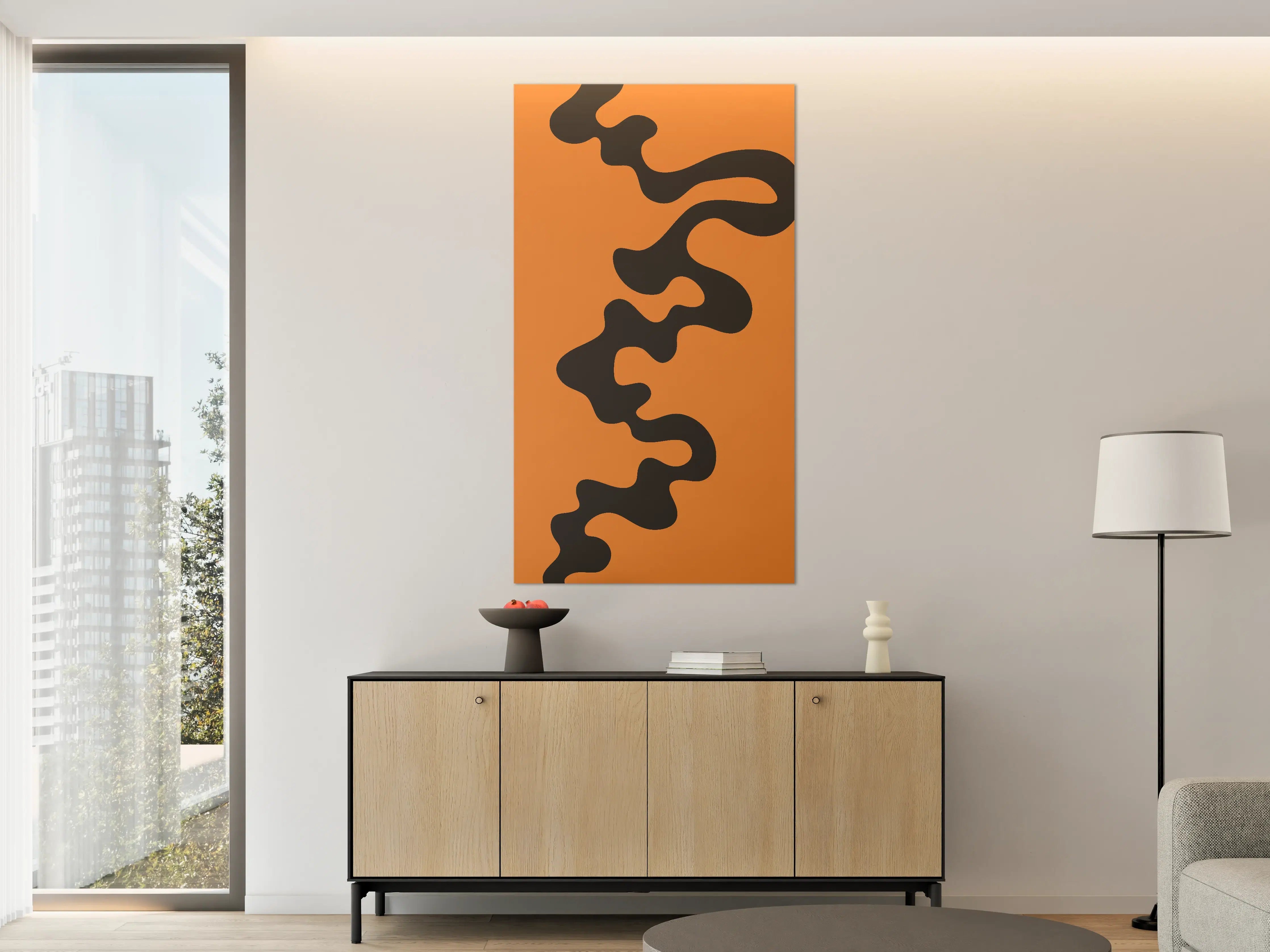 Große Wandbilder - Abstrakte Schwarz-Orange-Formen