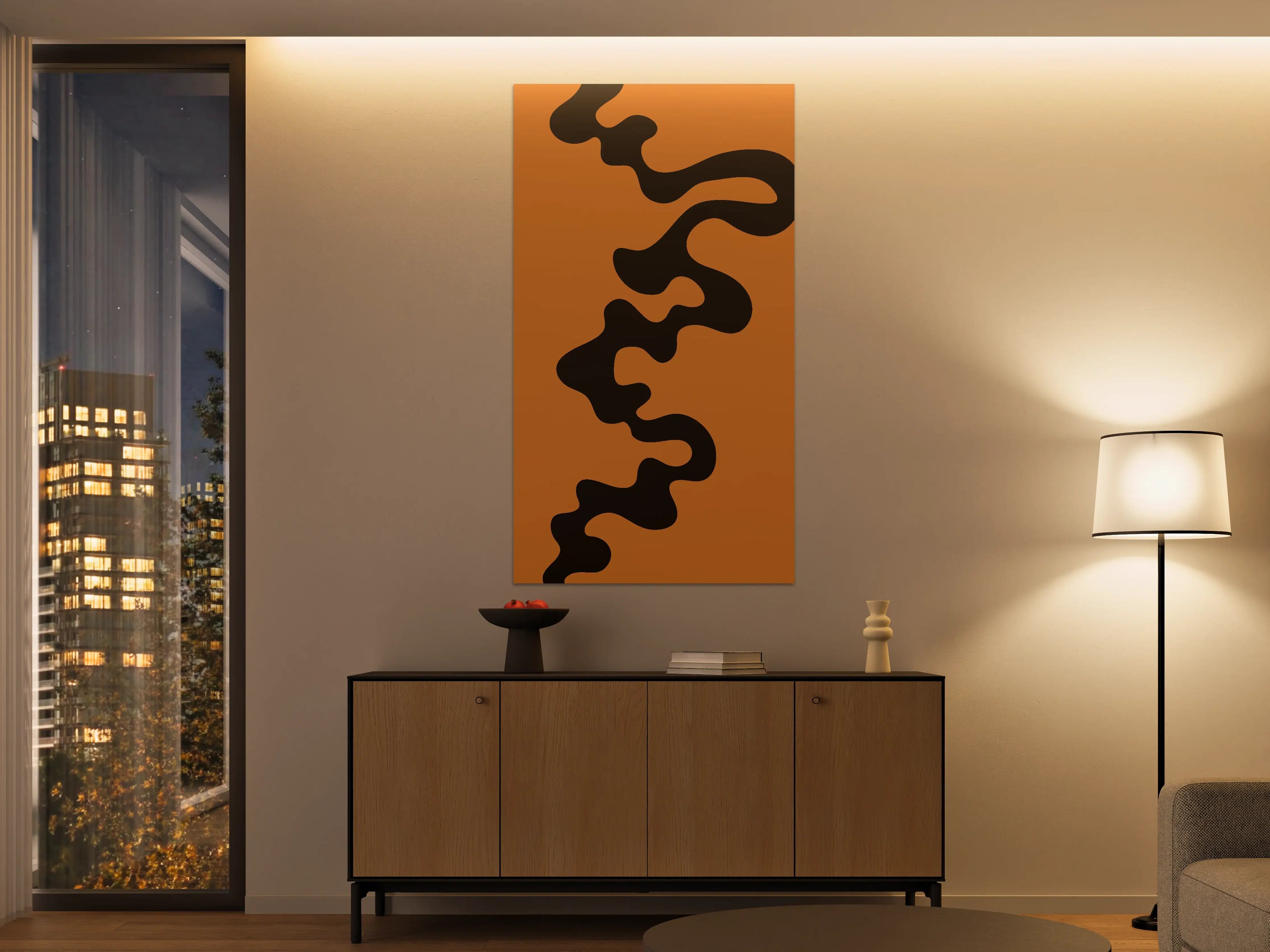 Große Wandbilder - Abstrakte Schwarz-Orange-Formen