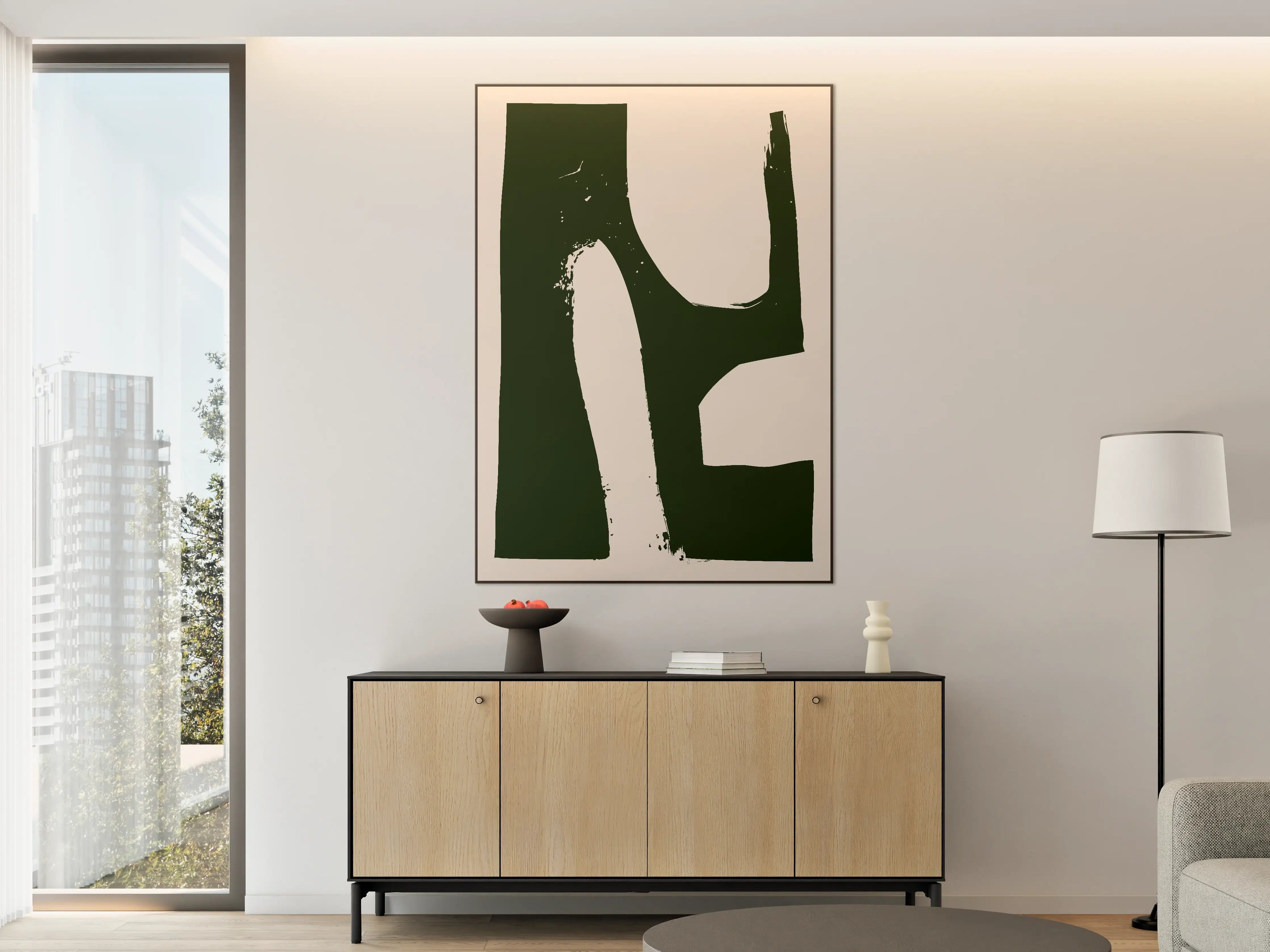 Große Wandbilder - Abstrakte Schwarz-Weiß-Komposition mit kräftigen Pinselstrichen