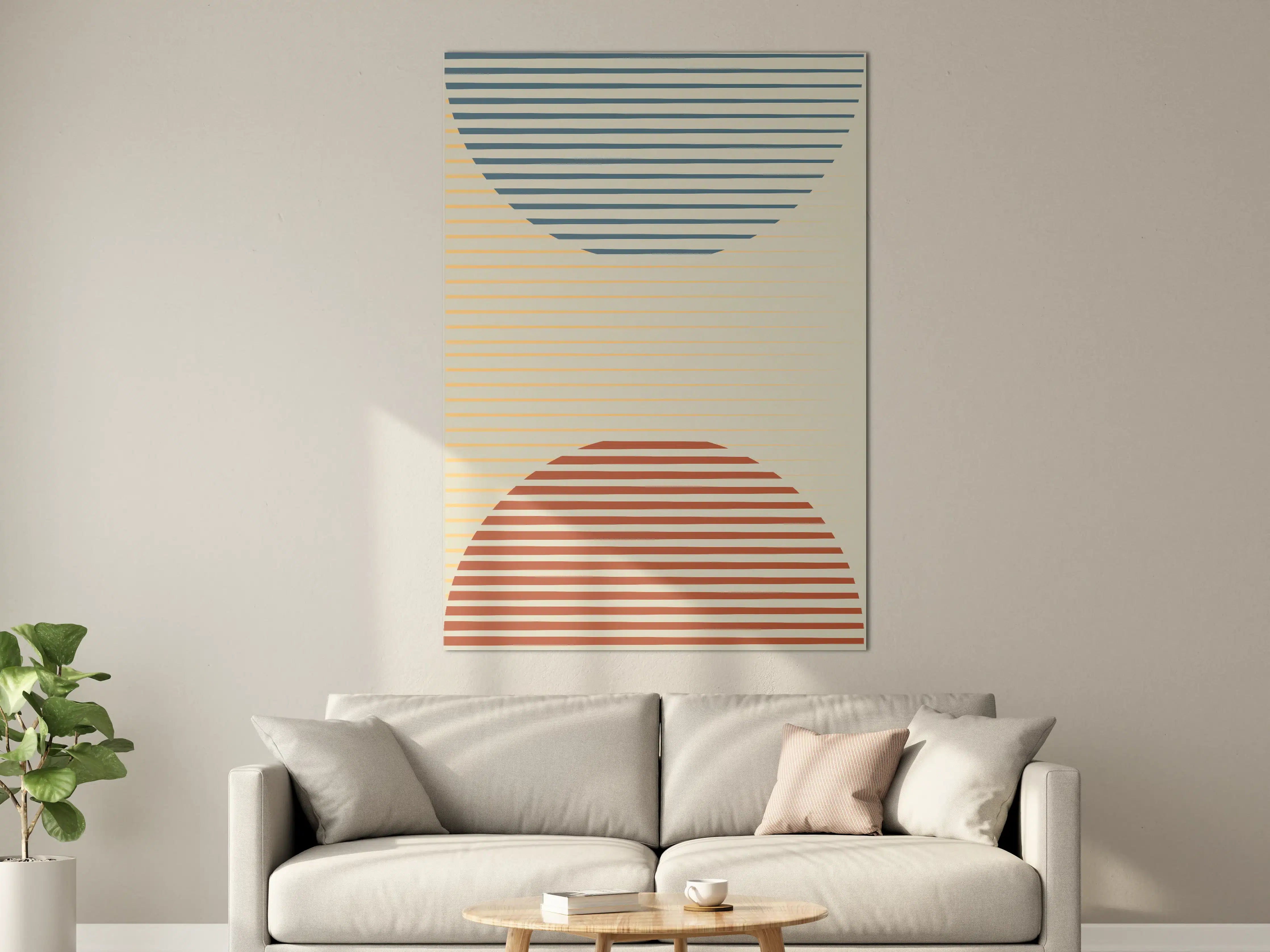 Große Wandbilder - Abstrakte Sonnen- und Mond-Silhouetten in Pastellfarben