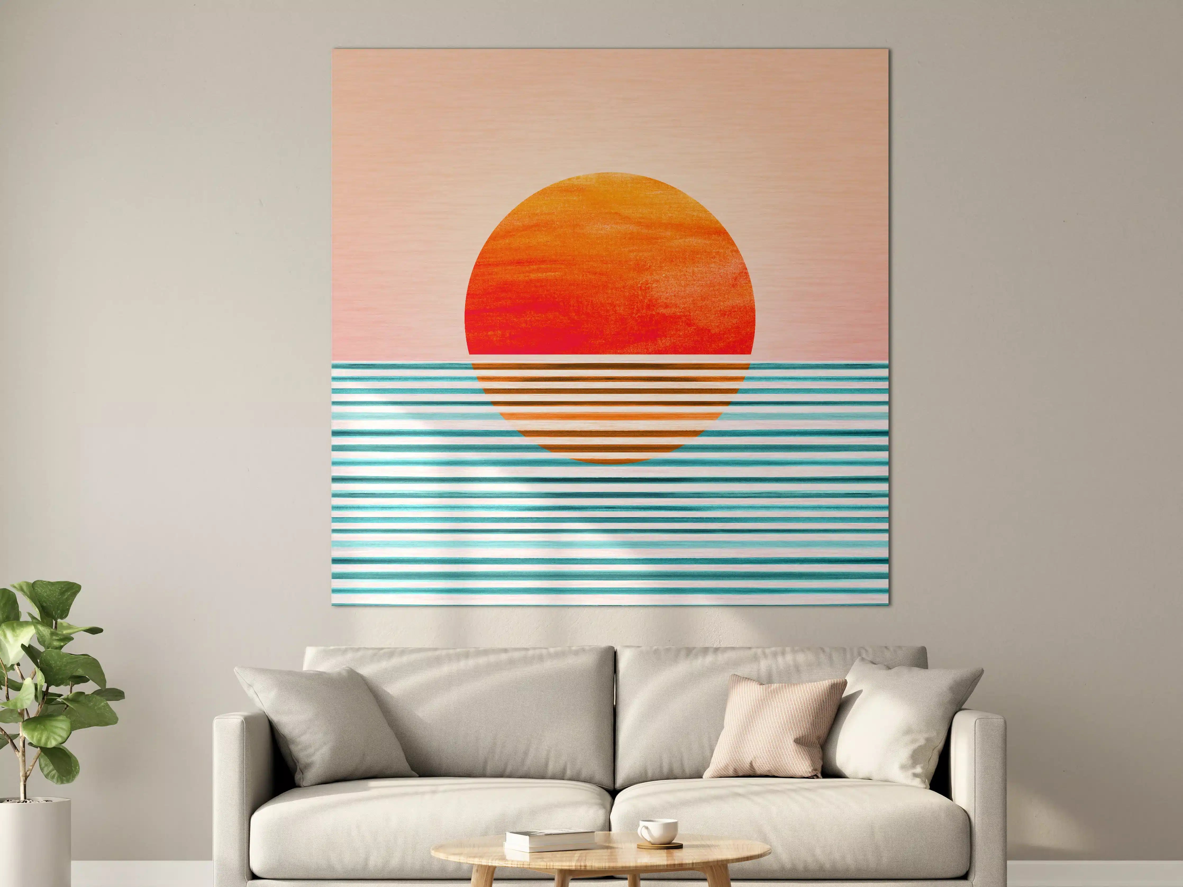 Große Wandbilder - Abstrakte Sonnenuntergangsszene mit Linien