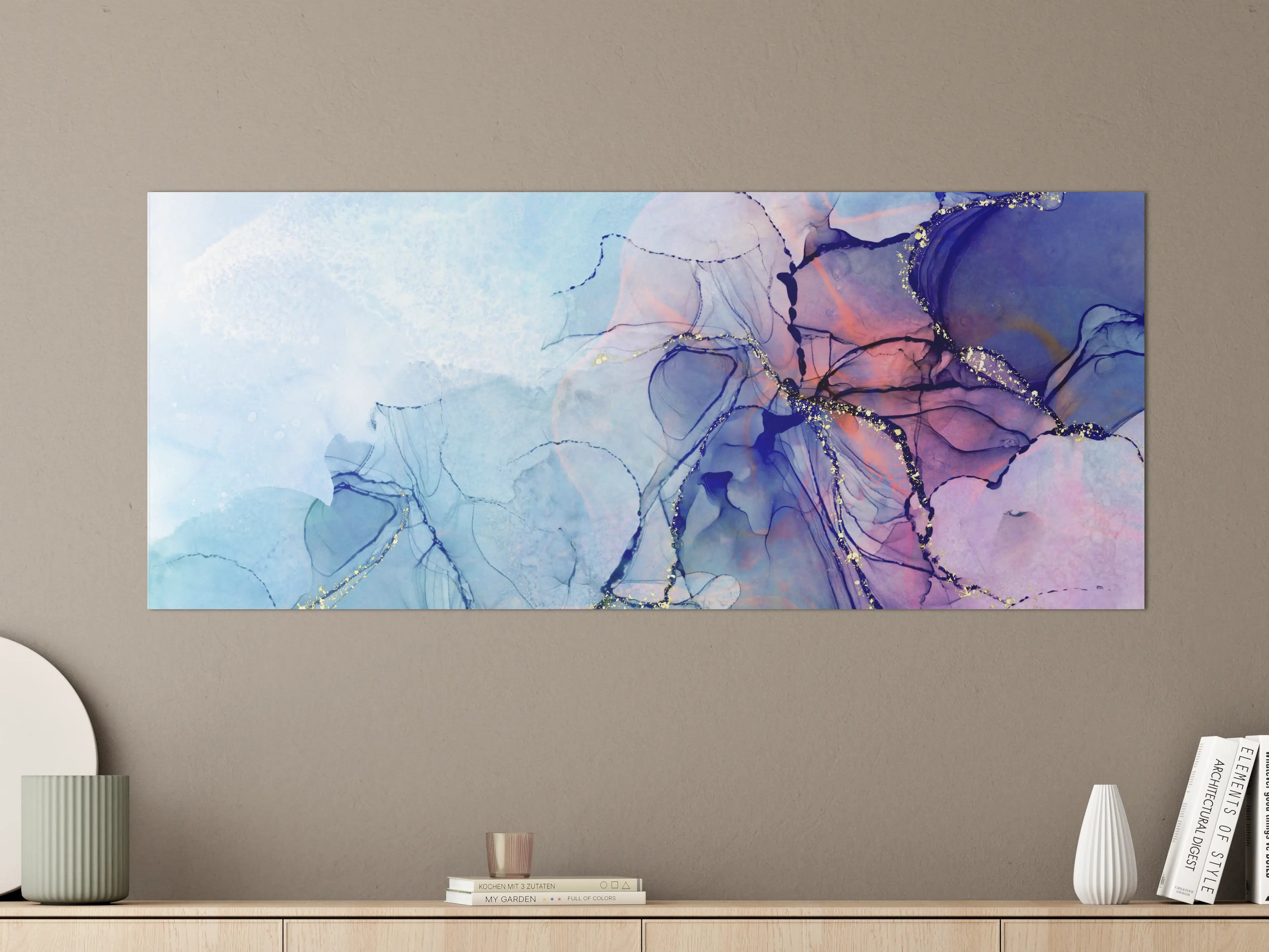 Große Wandbilder - Abstrakte Tinte mit Goldelementen