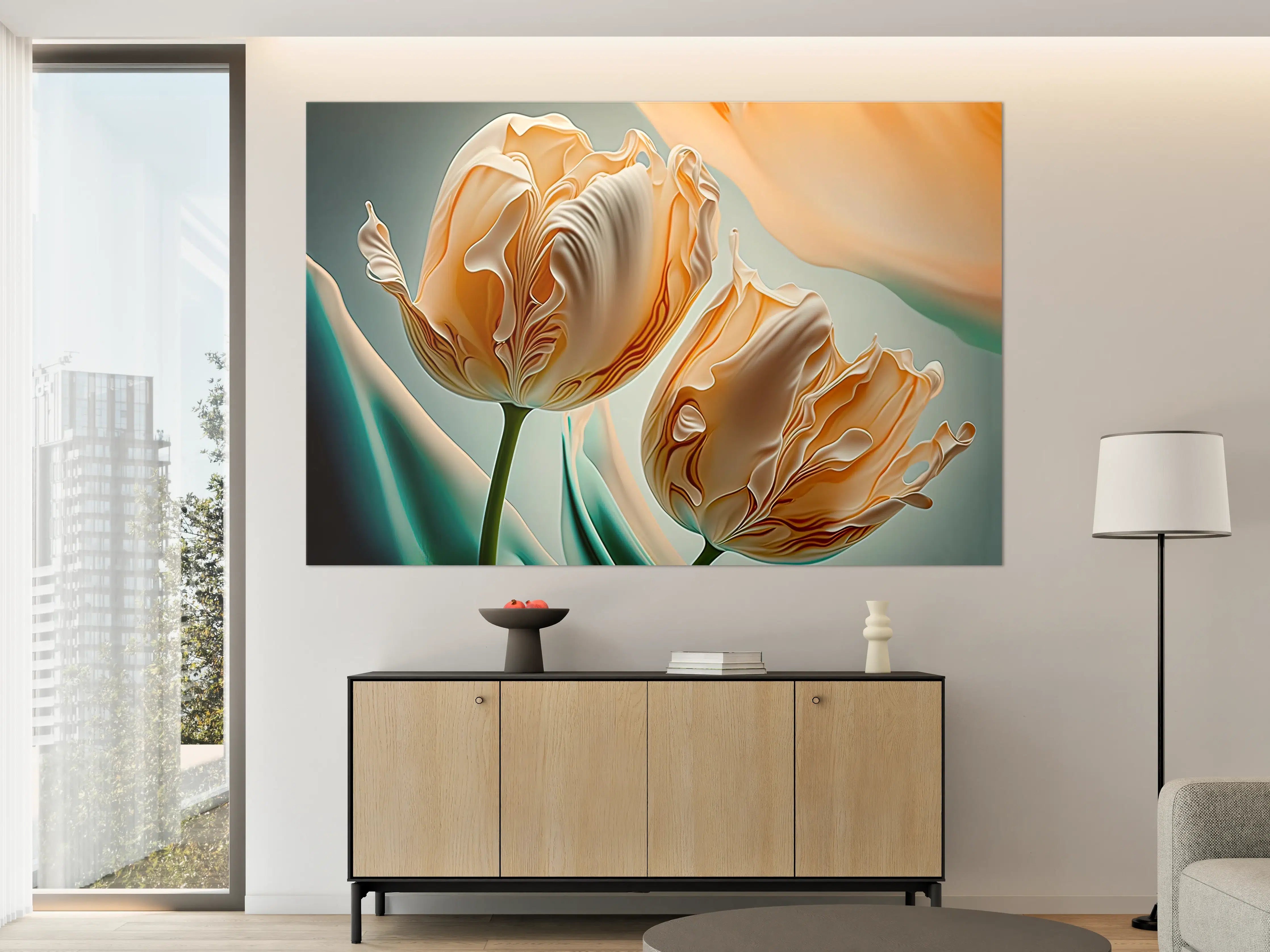 Große Wandbilder - Abstrakte Tulpen Kunstwerk