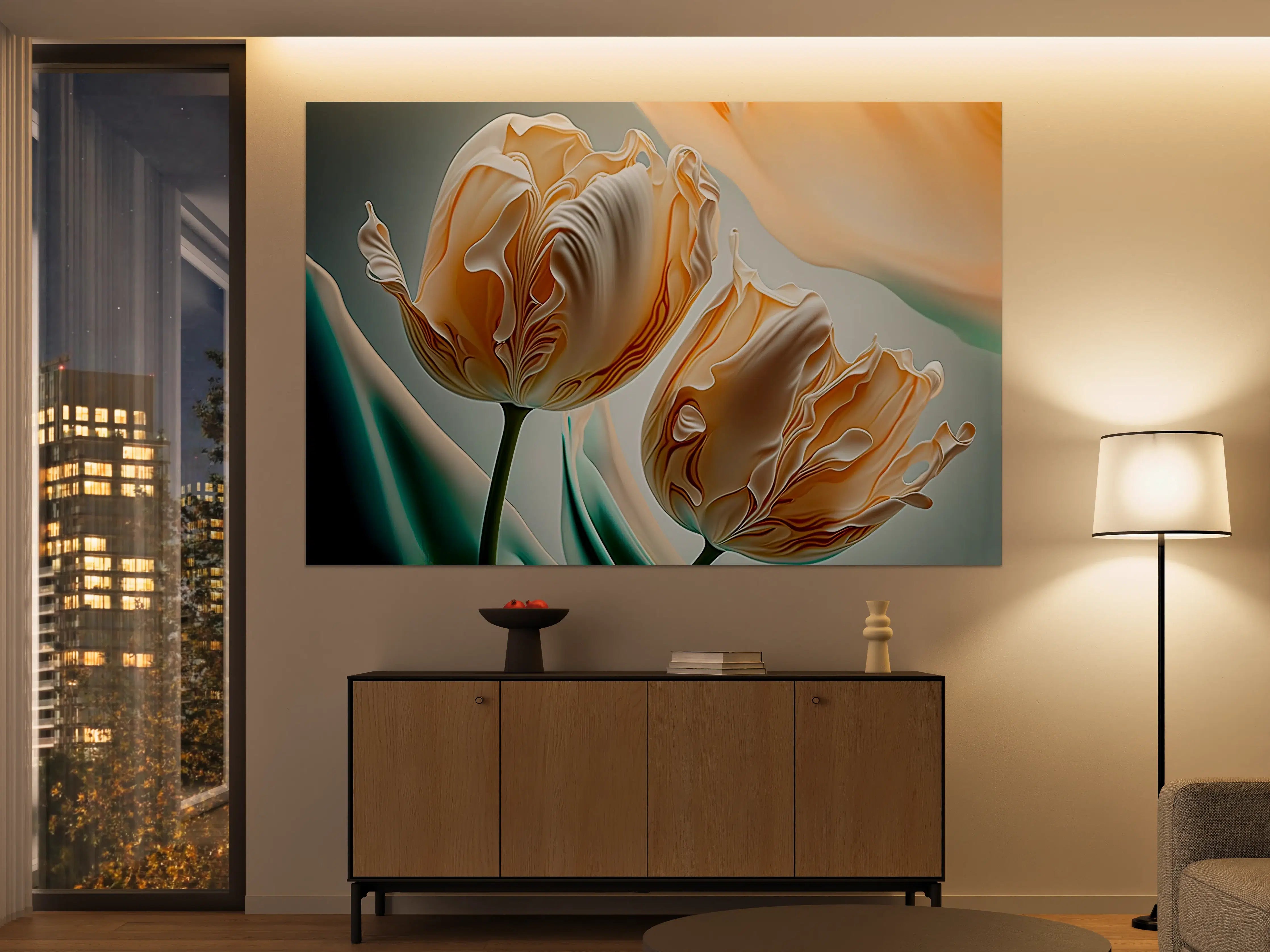 Große Wandbilder - Abstrakte Tulpen Kunstwerk