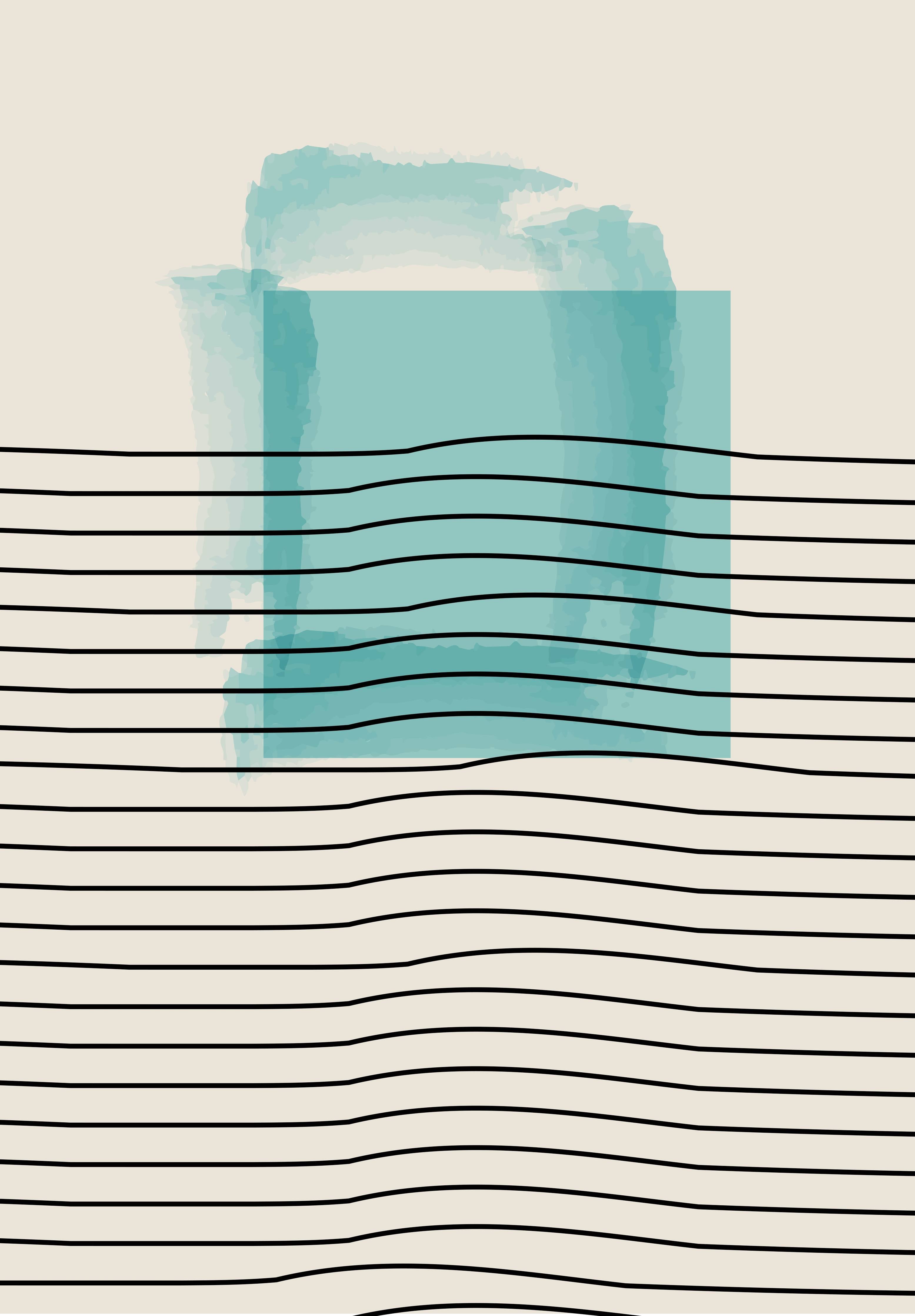 Große Wandbilder-Abstrakte Wasserfarben-Komposition in Blau