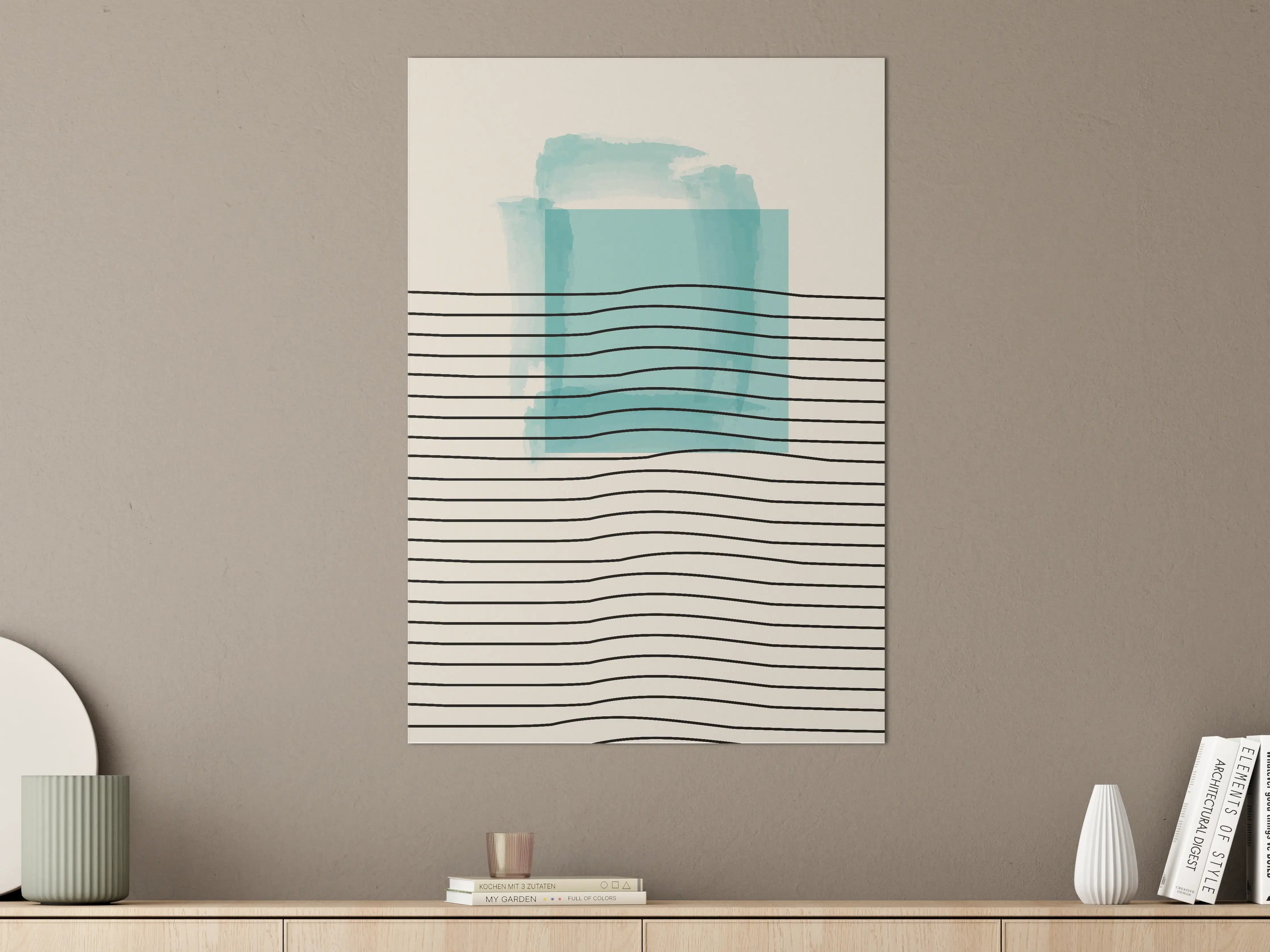 Große Wandbilder - Abstrakte Wasserfarben-Komposition in Blau