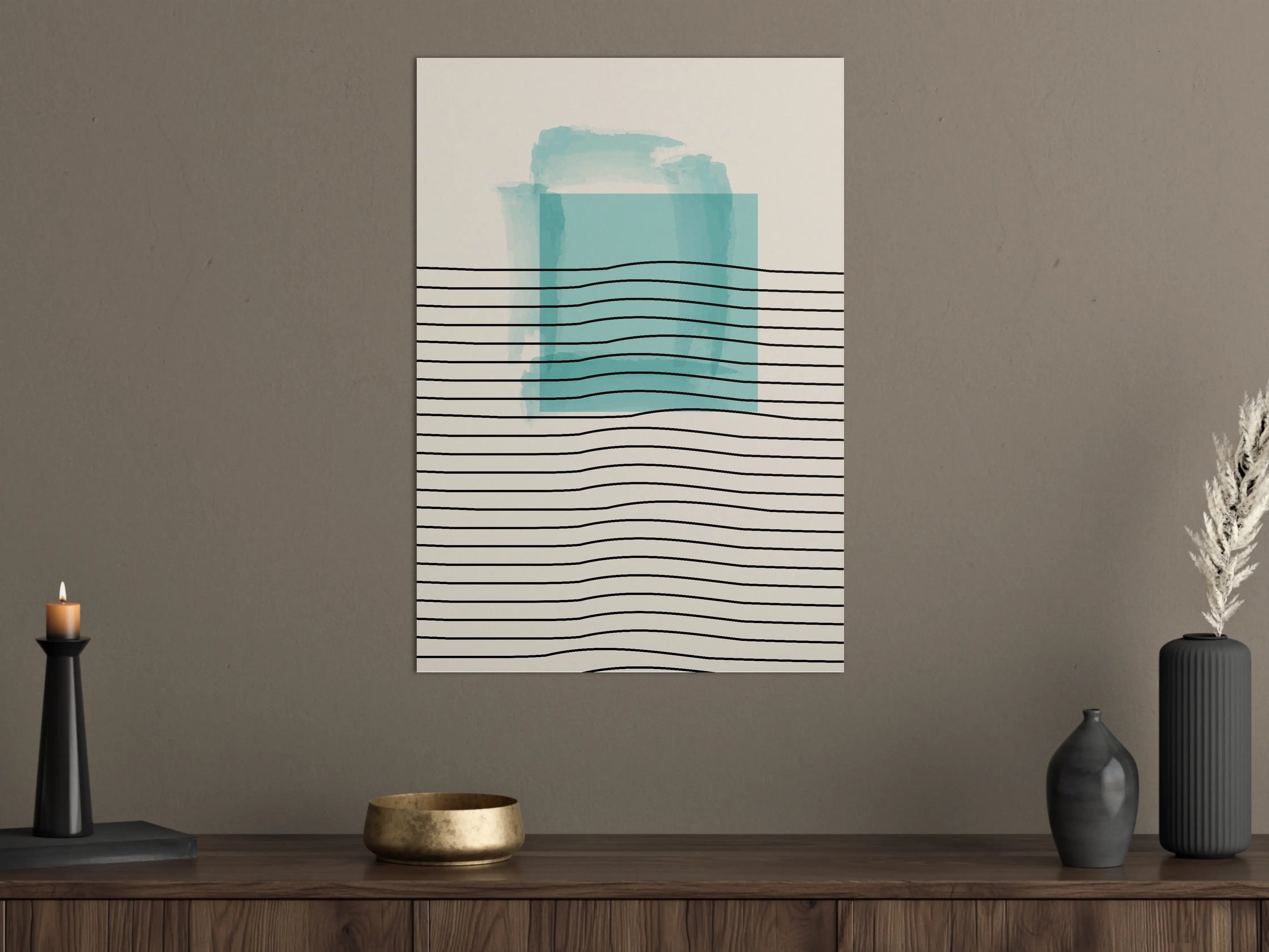 Große Wandbilder - Abstrakte Wasserfarben-Komposition in Blau