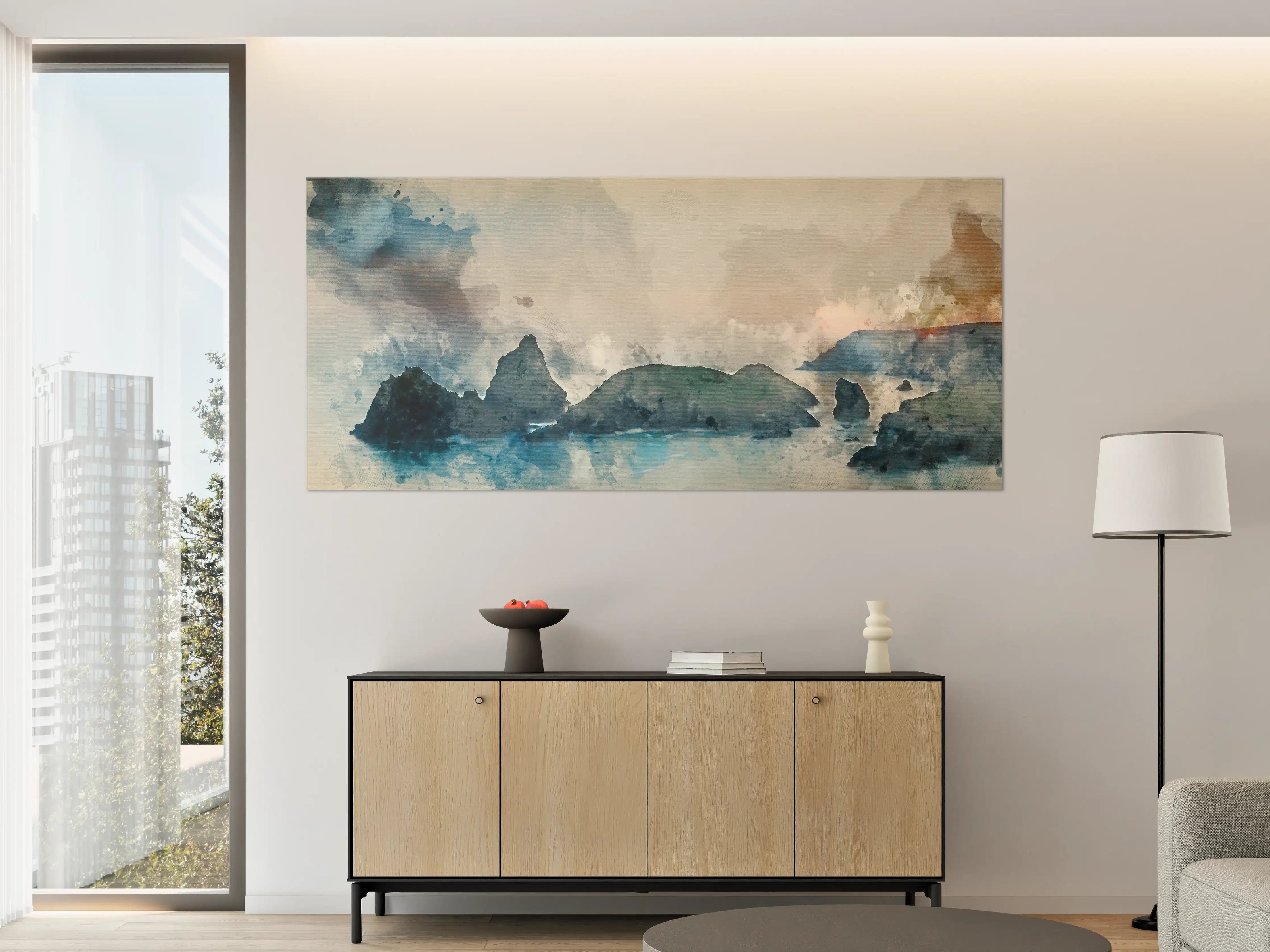 Große Wandbilder - Abstrakte Wasserfarben-Landschaft