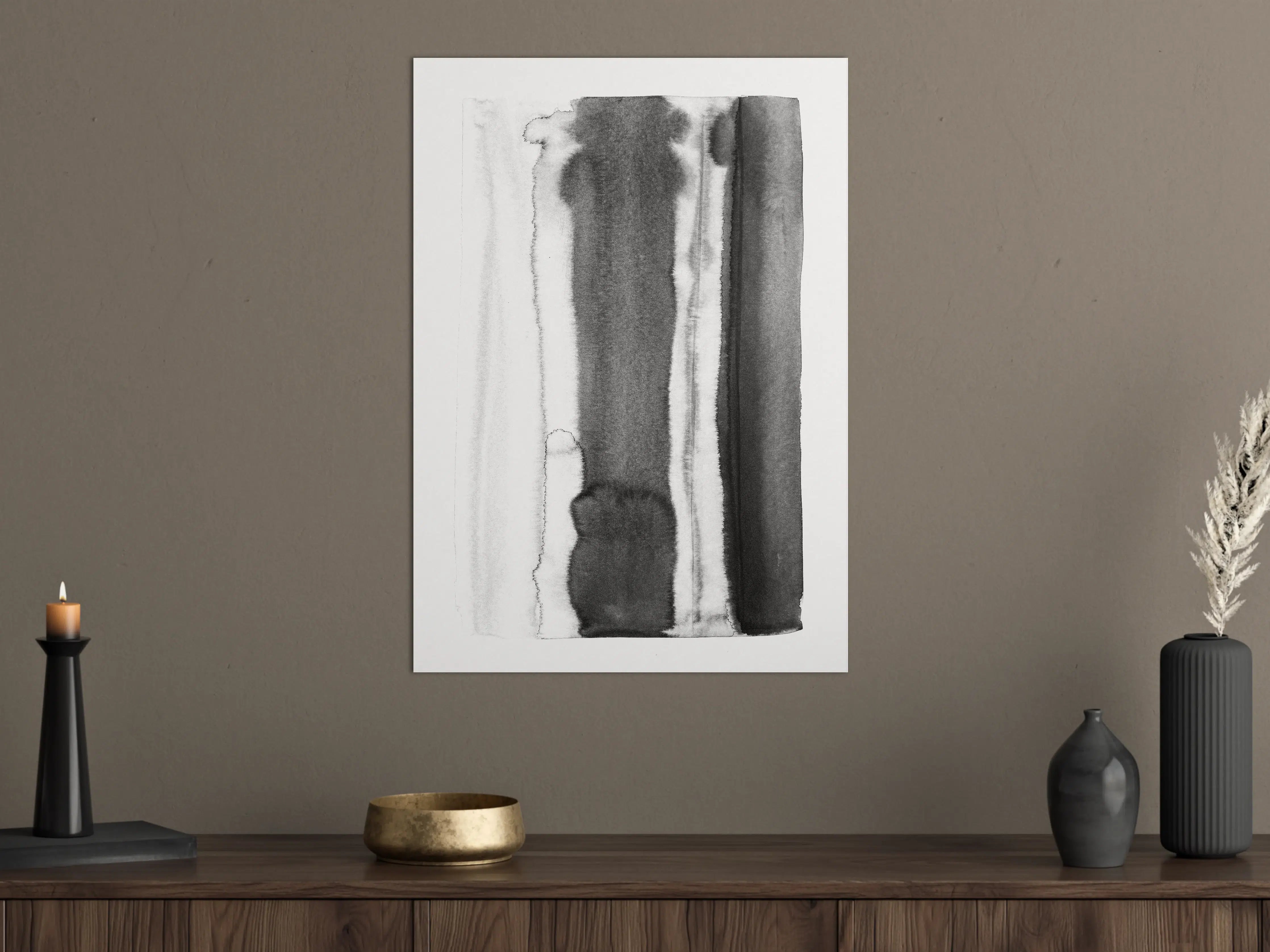 Große Wandbilder - Abstrakte Weiß-Schwarz-Aquarelltextur