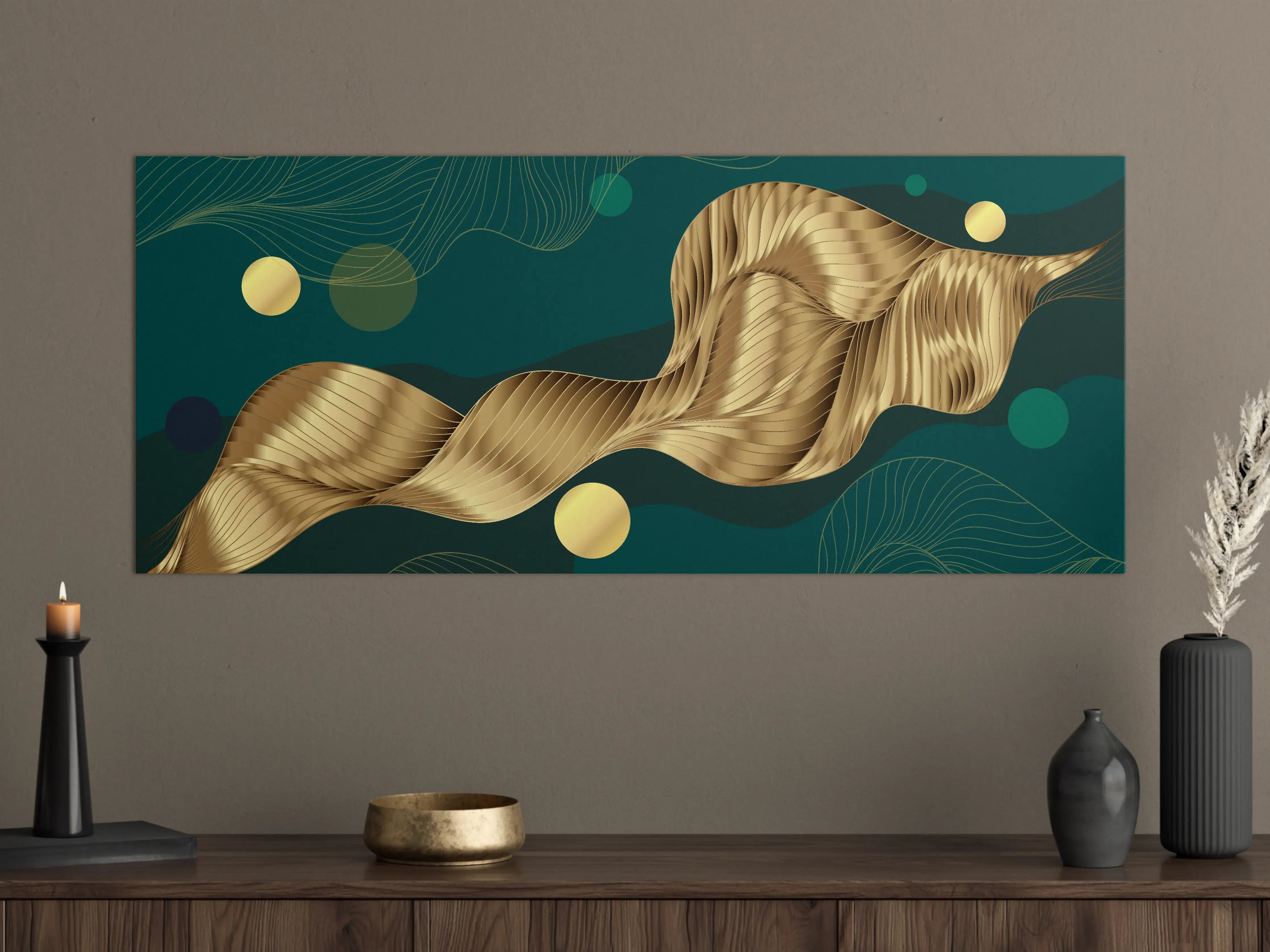 Große Wandbilder - Abstrakte Wellen Gold Hintergrund