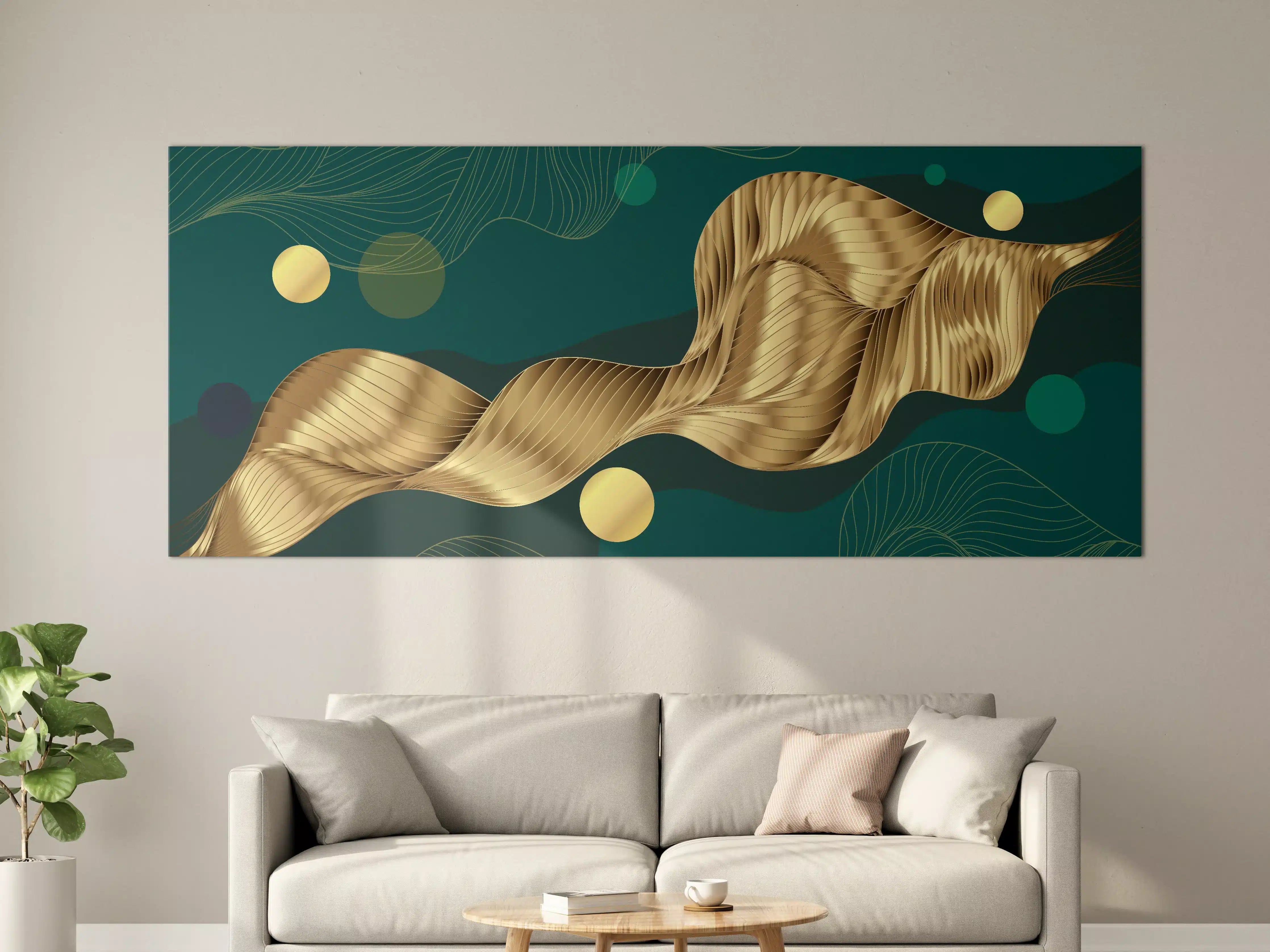 Große Wandbilder - Abstrakte Wellen Gold Hintergrund