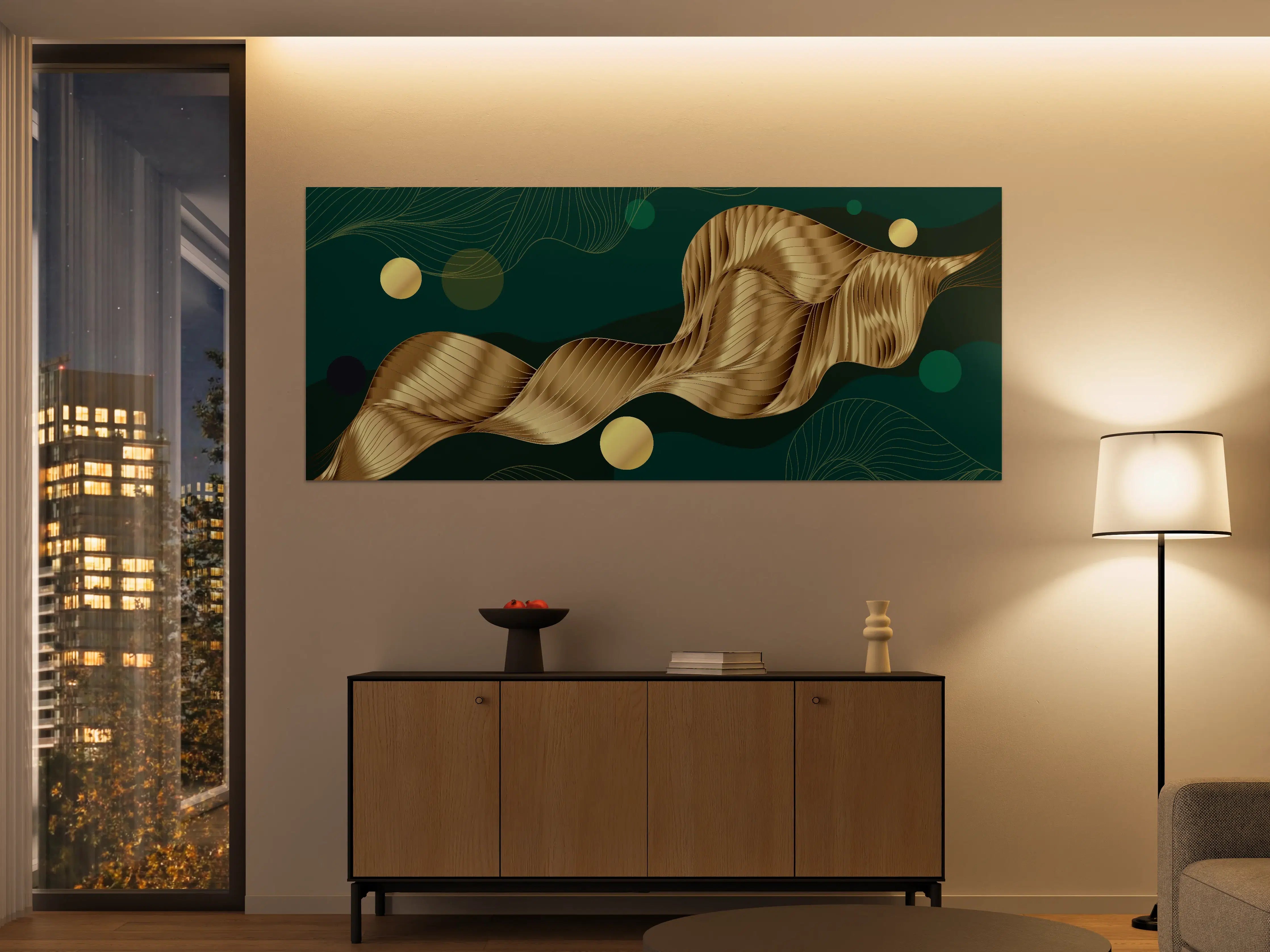 Große Wandbilder - Abstrakte Wellen Gold Hintergrund