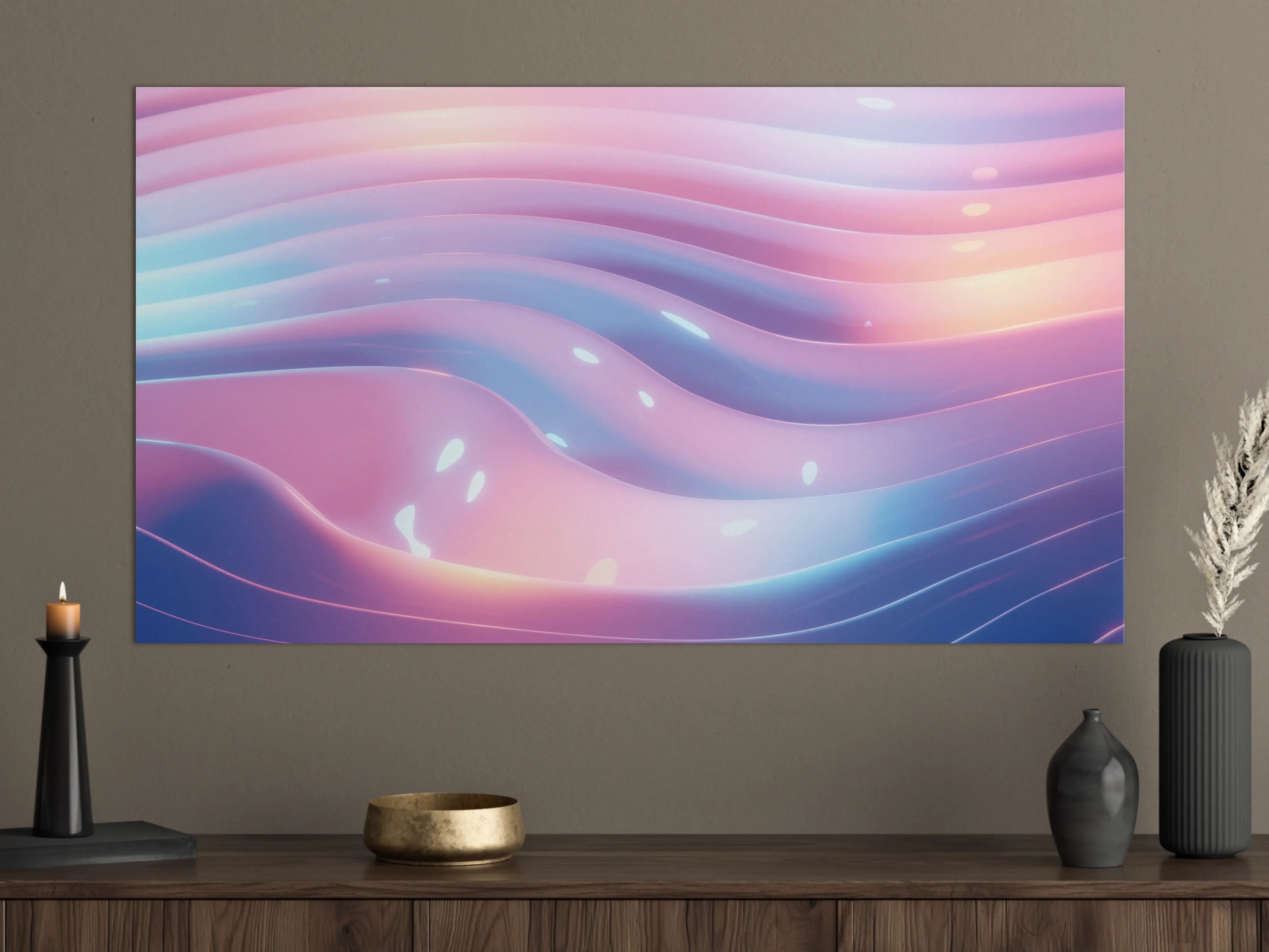 Große Wandbilder - Abstrakte Wellen Rosa Blau
