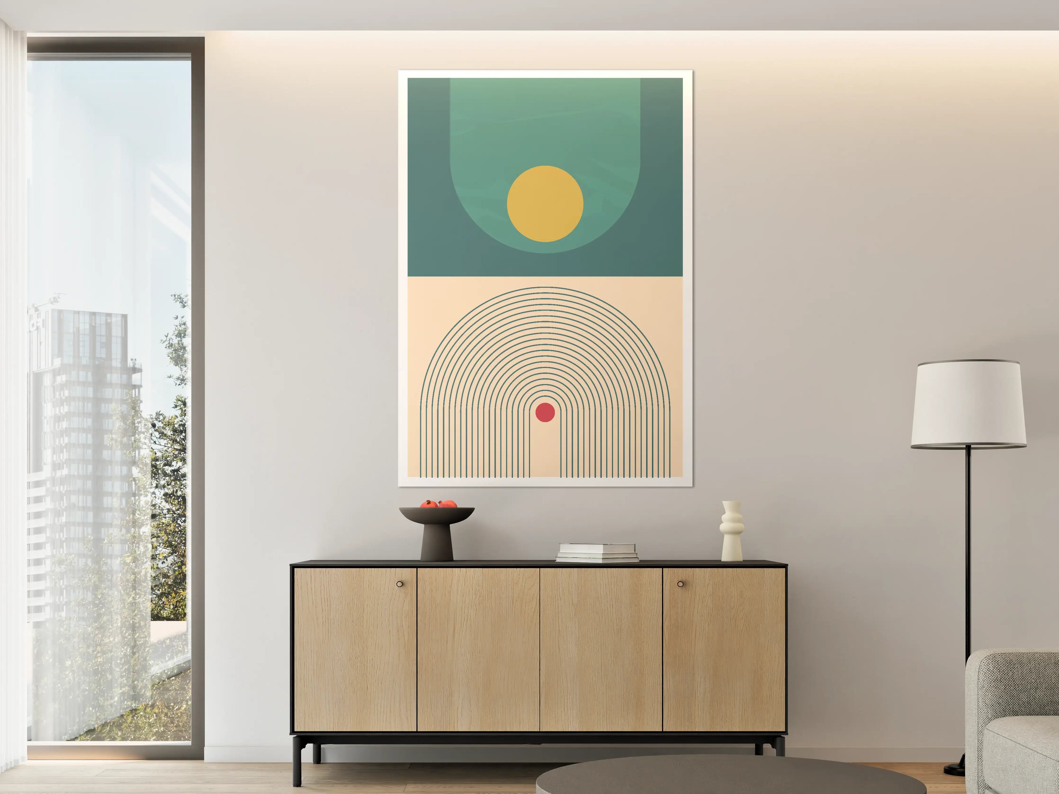 Große Wandbilder - Abstrakte geometrische Illustration in gedeckten Farbtönen