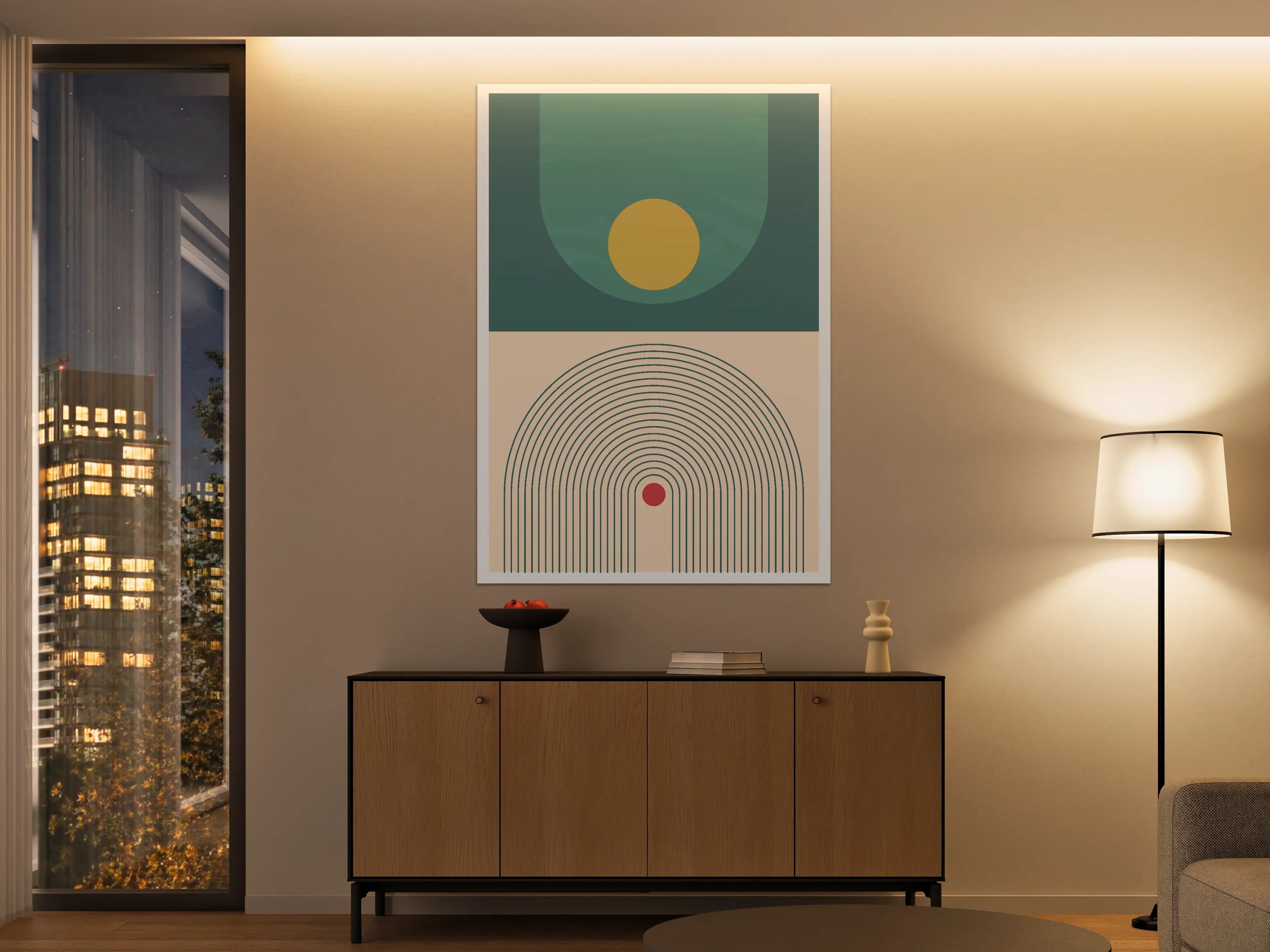 Große Wandbilder - Abstrakte geometrische Illustration in gedeckten Farbtönen