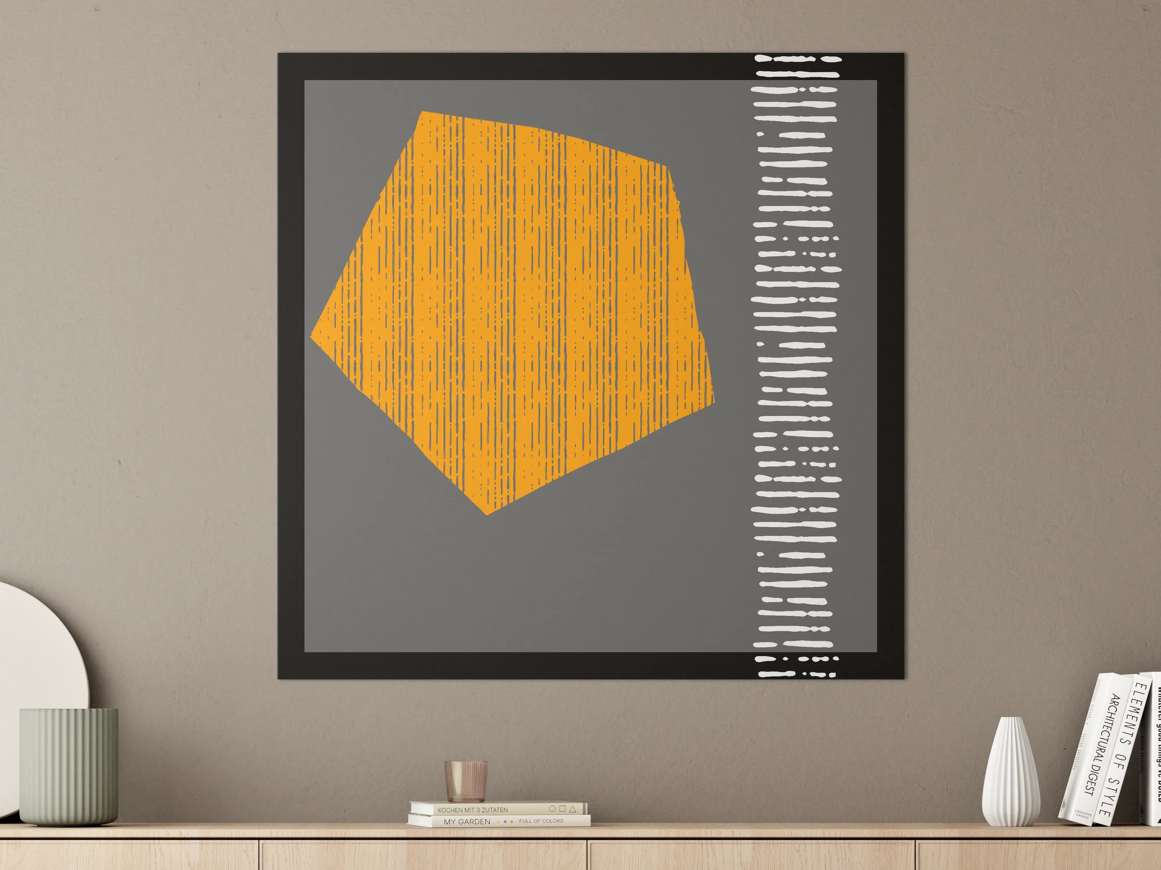 Große Wandbilder - Abstrakte geometrische Kunst in Grau und Orange