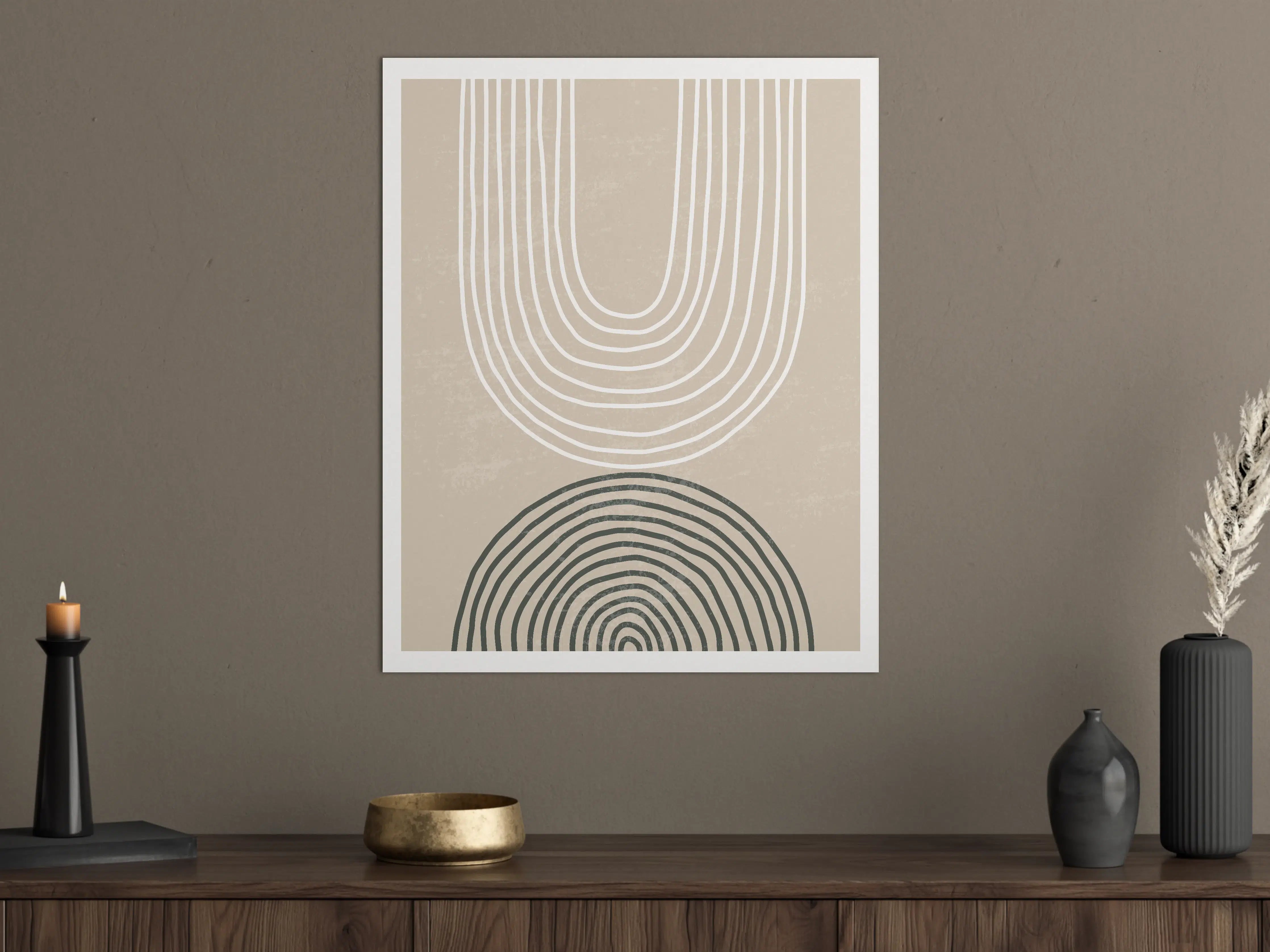 Große Wandbilder - Abstrakte geometrische Muster in neutralen Tönen